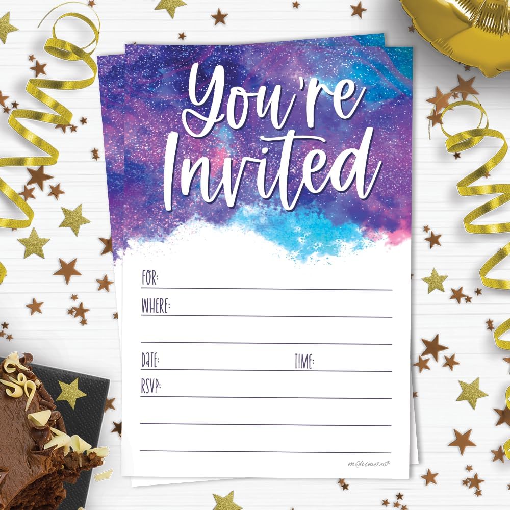 Galaxy Birthday Invitations With Envelopes 20 Count Outer Space Theme