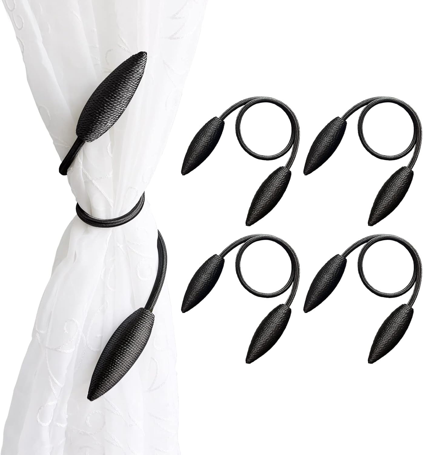Valea Home 4 Pack Black Curtain Holdbacks