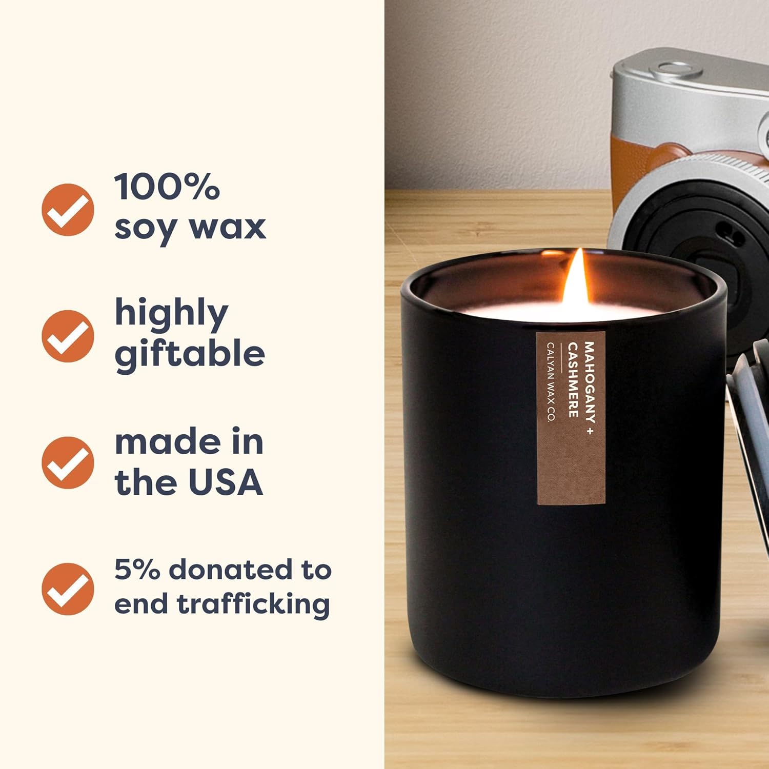 Calyan Wax Candle Mahogany Cashmere 75 Hour Burn