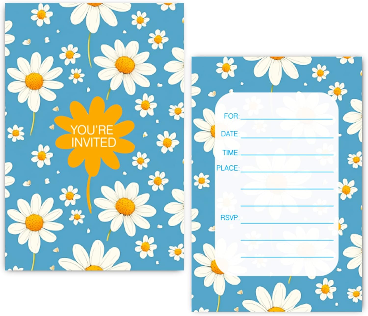 Daisy Flower Birthday Party Invitation Cards for Kids