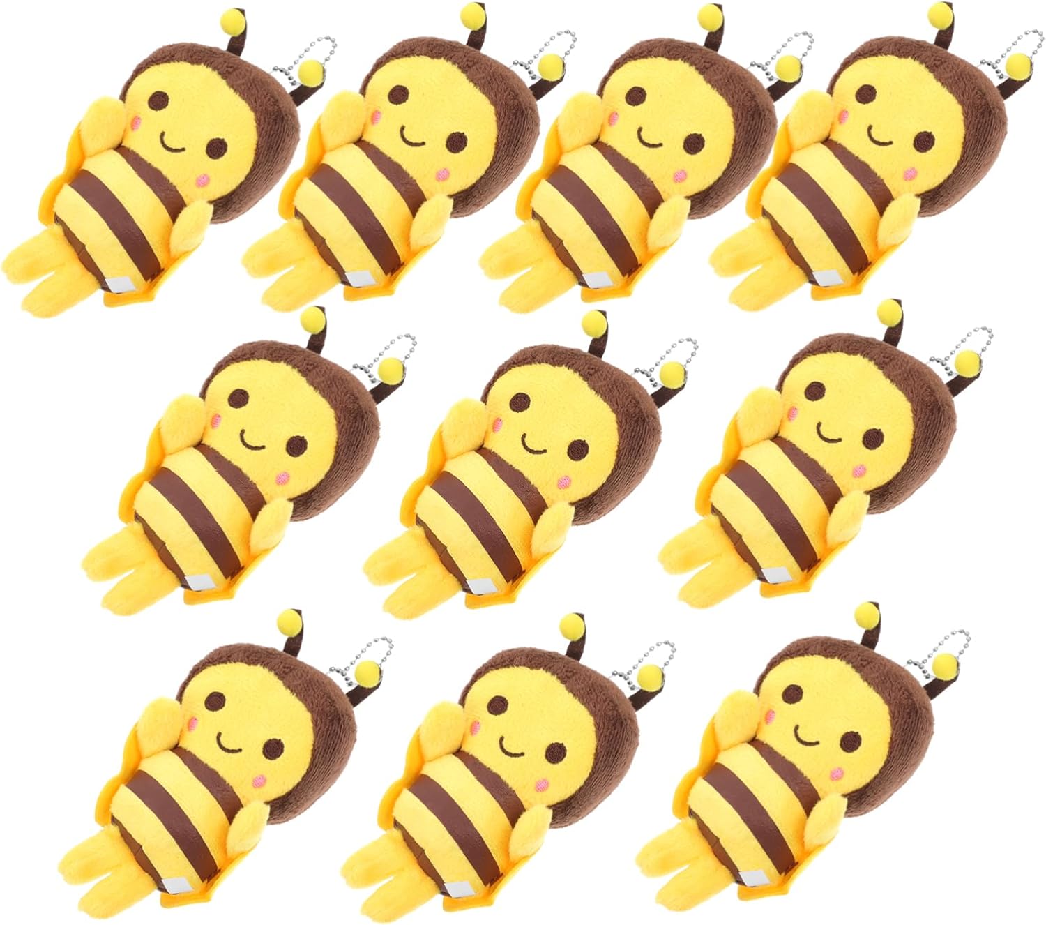 10pcs Cute Plush Bee Key Chain