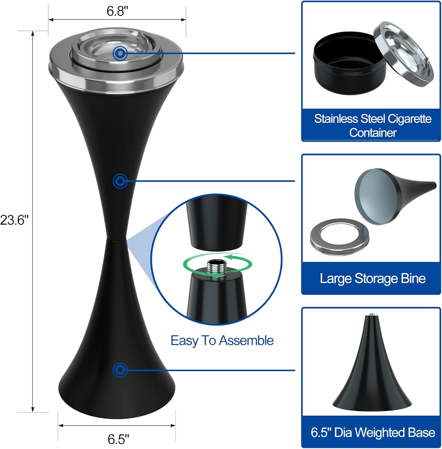 Reliancer Floor Standing Ashtray with Detachable Cigar Container
