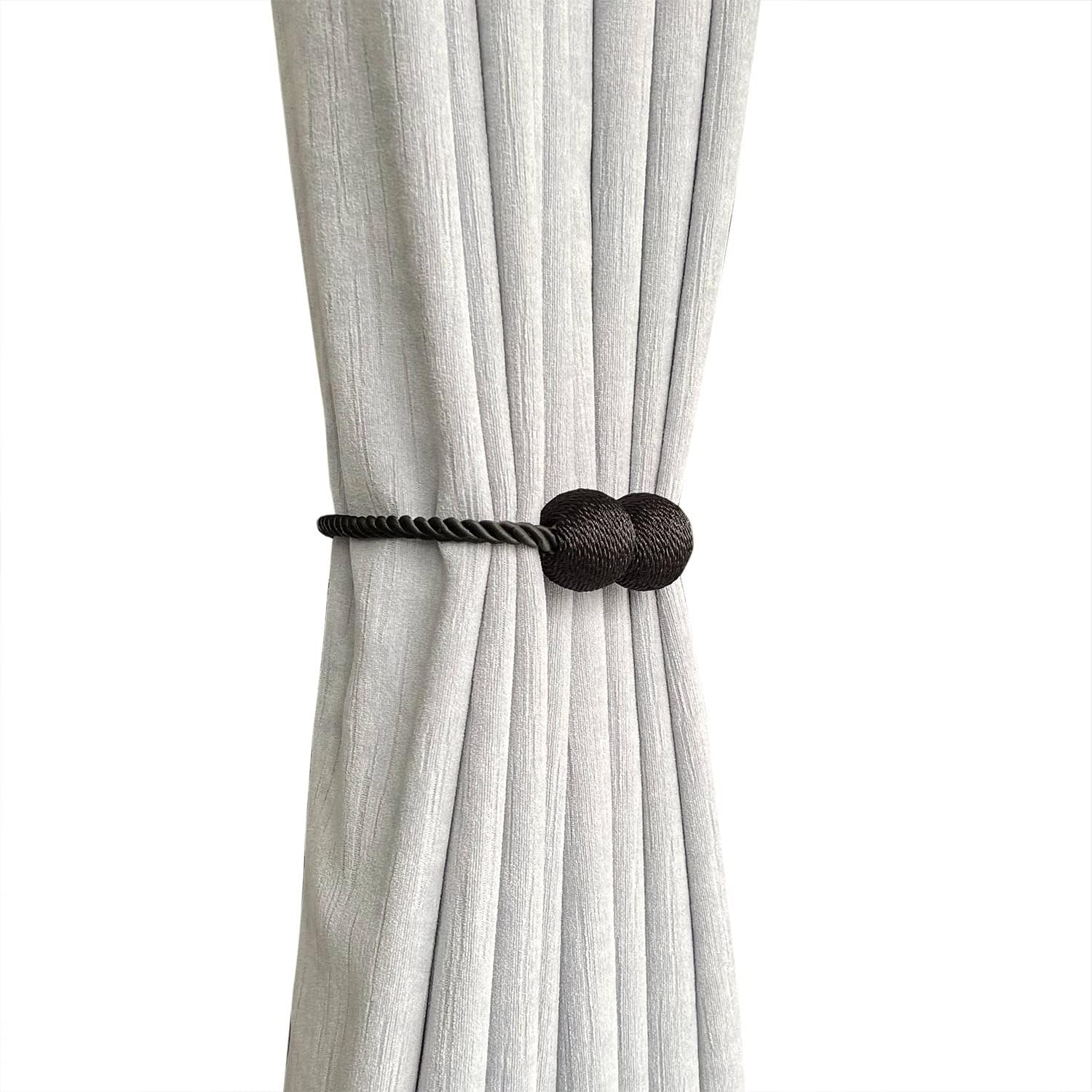 Melaluxe 2 Pack Magnetic Curtain Holdbacks Black
