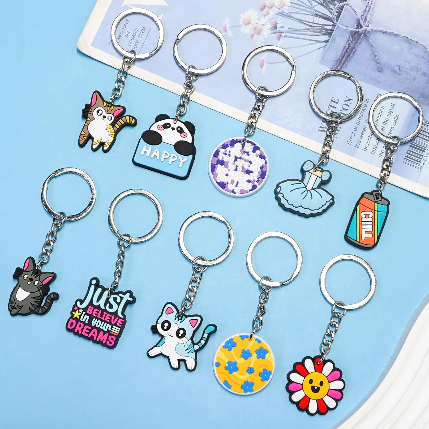 100pcs Cute Keychain Set for Classroom Gifts and Party Favors