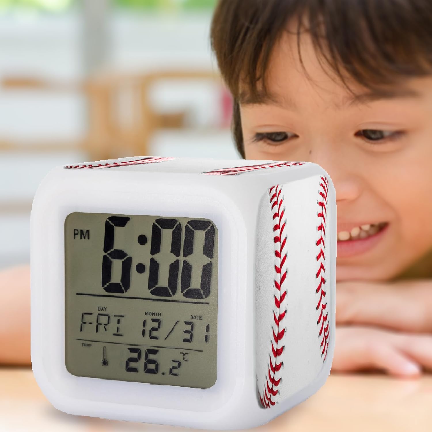 Baseball Alarm Clock with Color Changing Nightlight