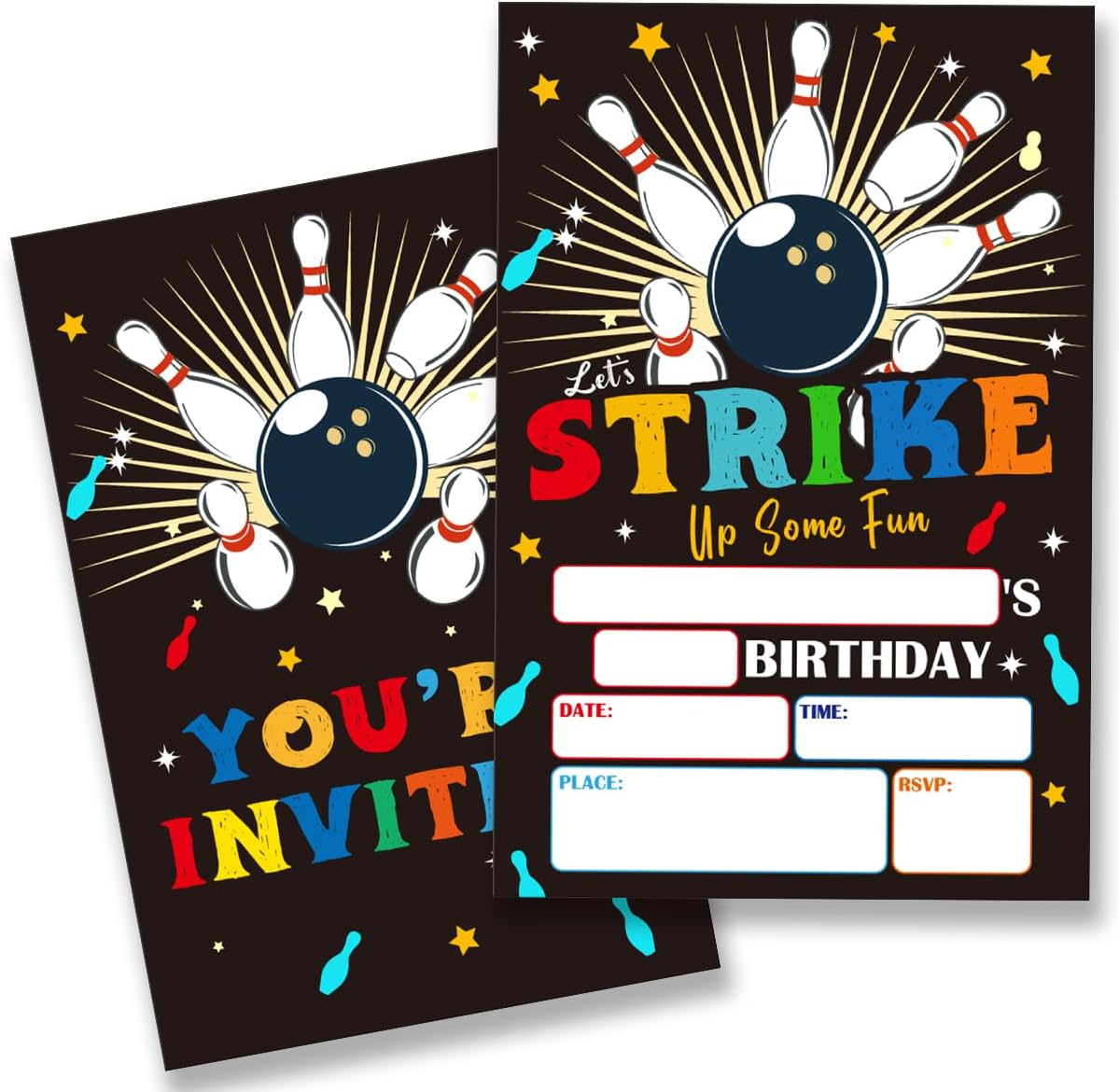 Bowling Theme Birthday Invitations Set of 20 with Envelopes