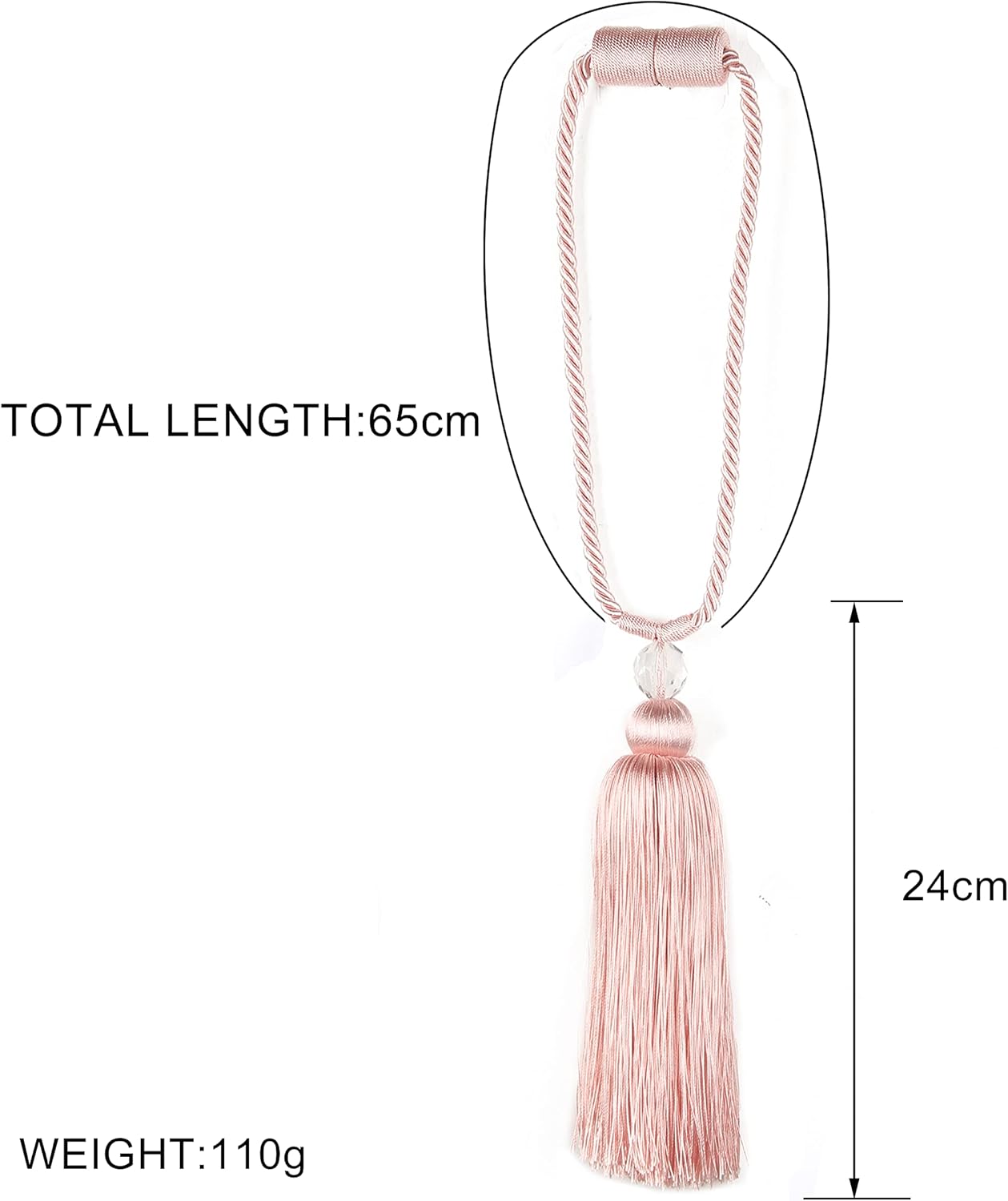 BEL AVENIR Pink Magnetic Curtain Holdbacks Tassel Ties