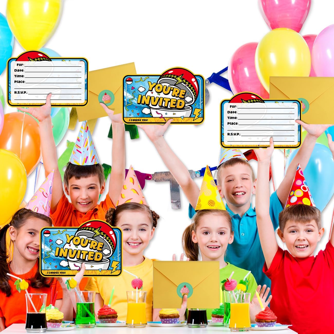 20Pcs Anime Birthday Invitations for Boys