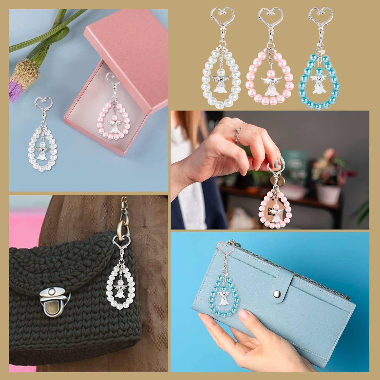 BOFUNX 21pcs Wedding Favor Bags with Keyring Angel Favors