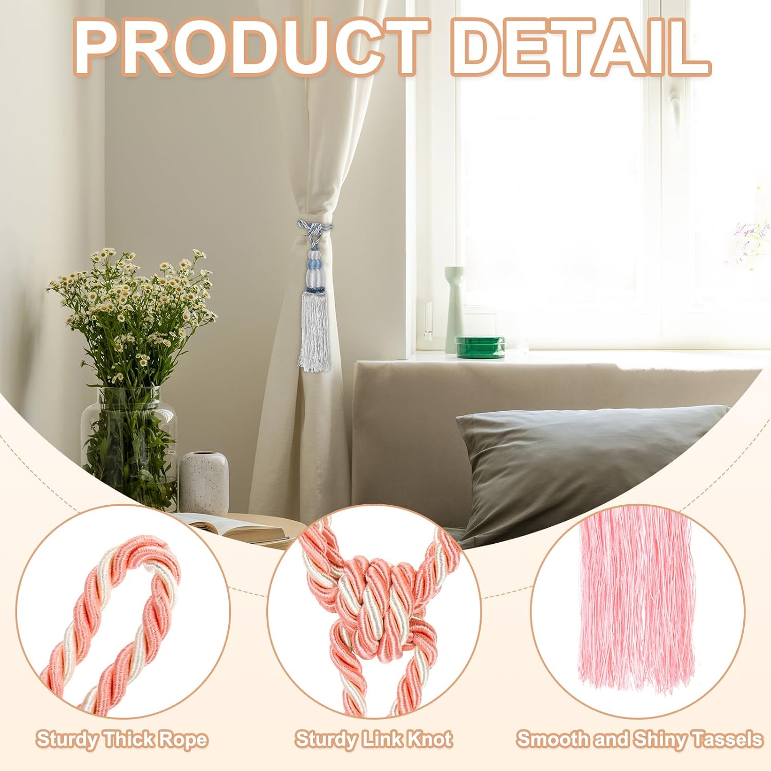PATIKIL Pink Gourd Shape Curtain Tiebacks 2 Pack