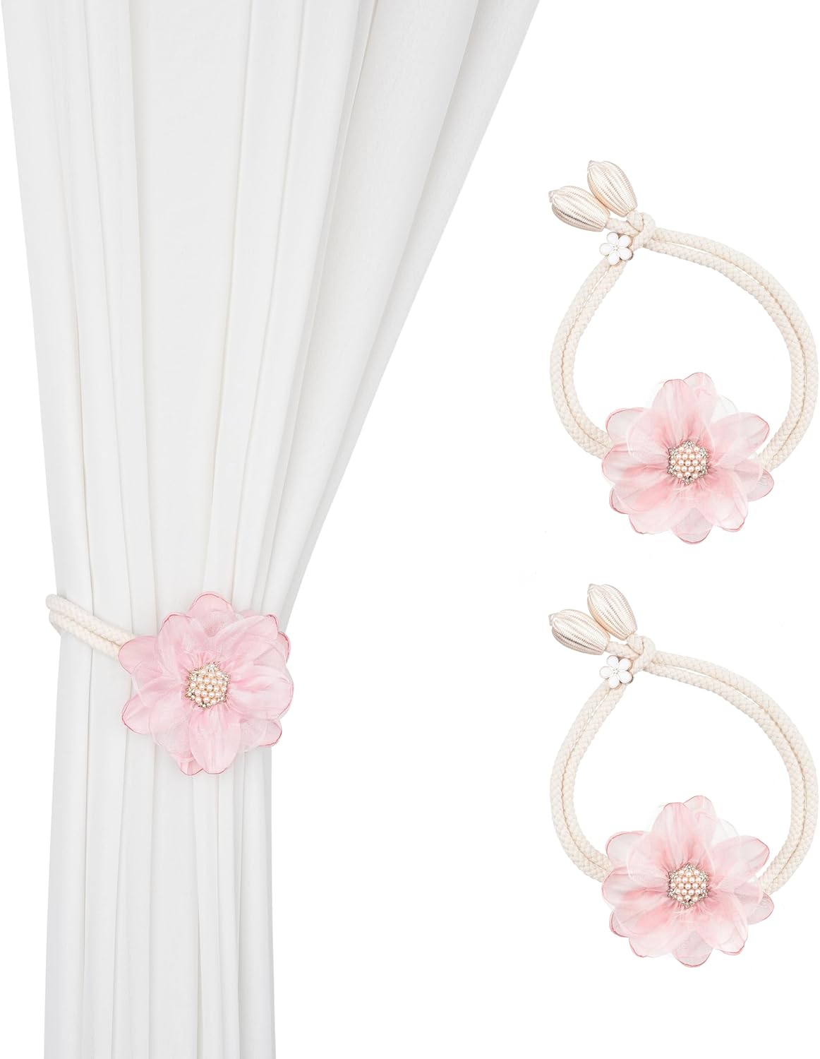 SUQ I OME Lotus Flower Curtain Tiebacks Pink