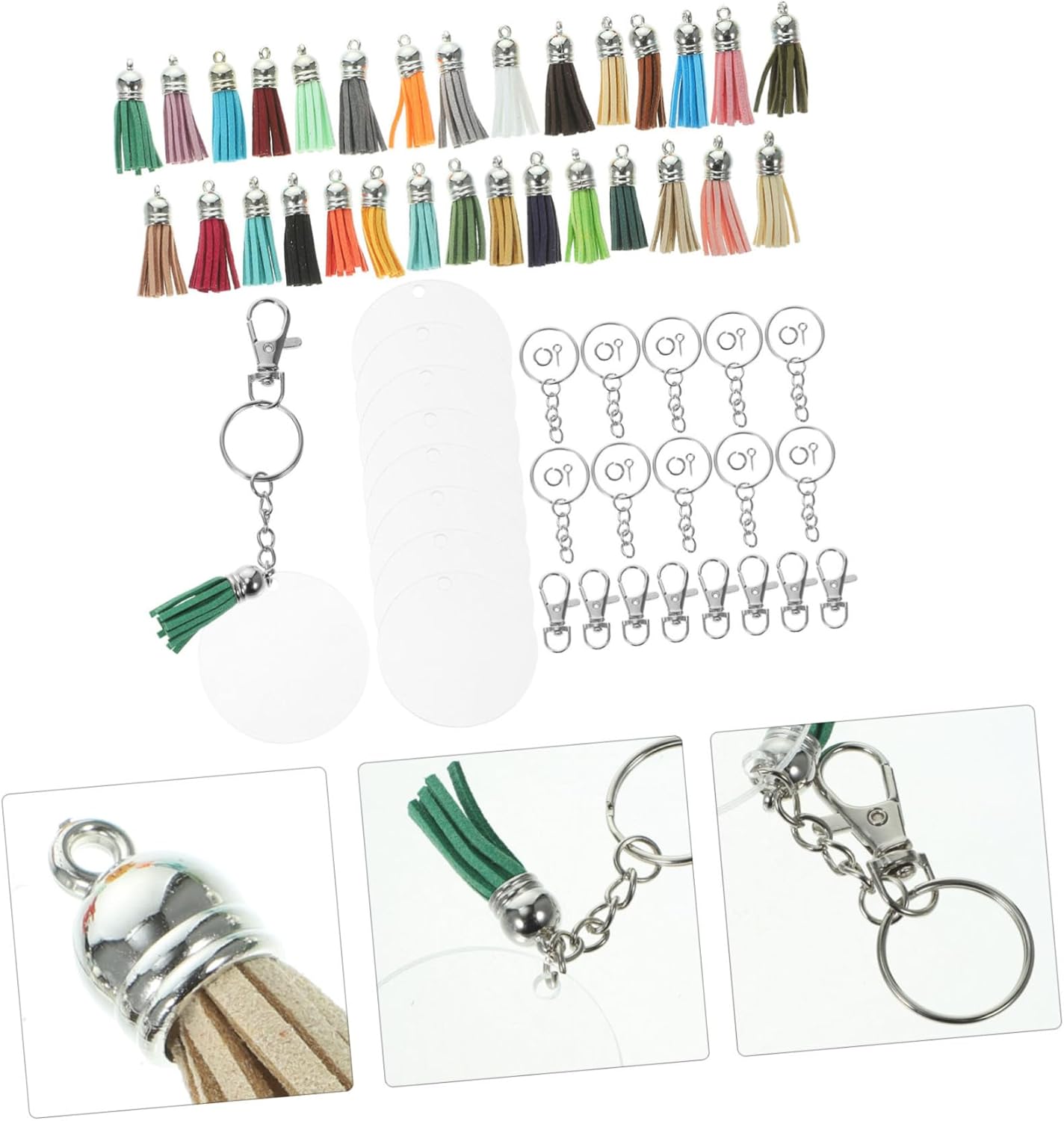1set Acrylic Keychain Blanks with Accessories for Custom Projects