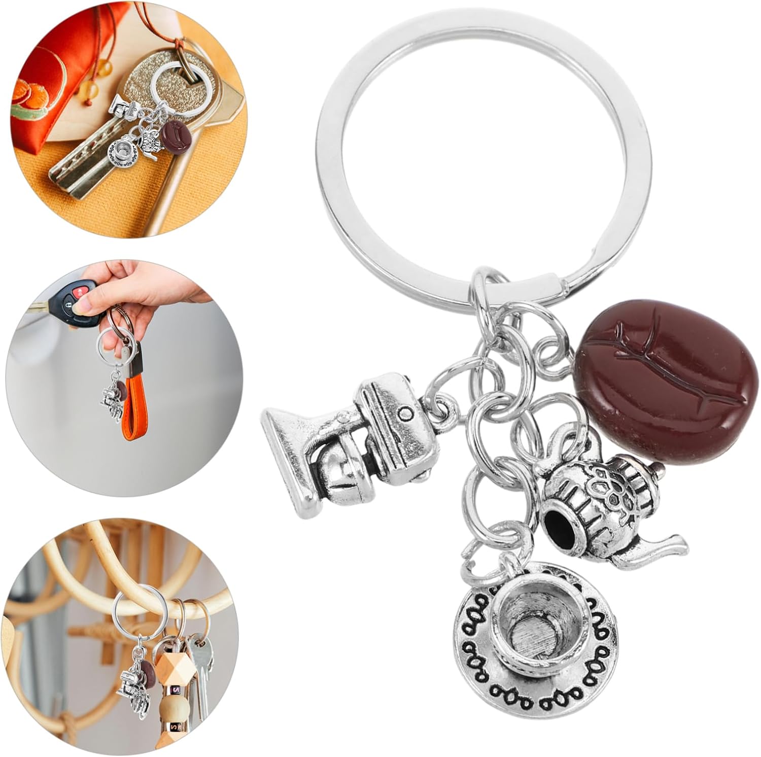 VICASKY 2pcs Coffee Bean Keychain Set for Bags and Parties