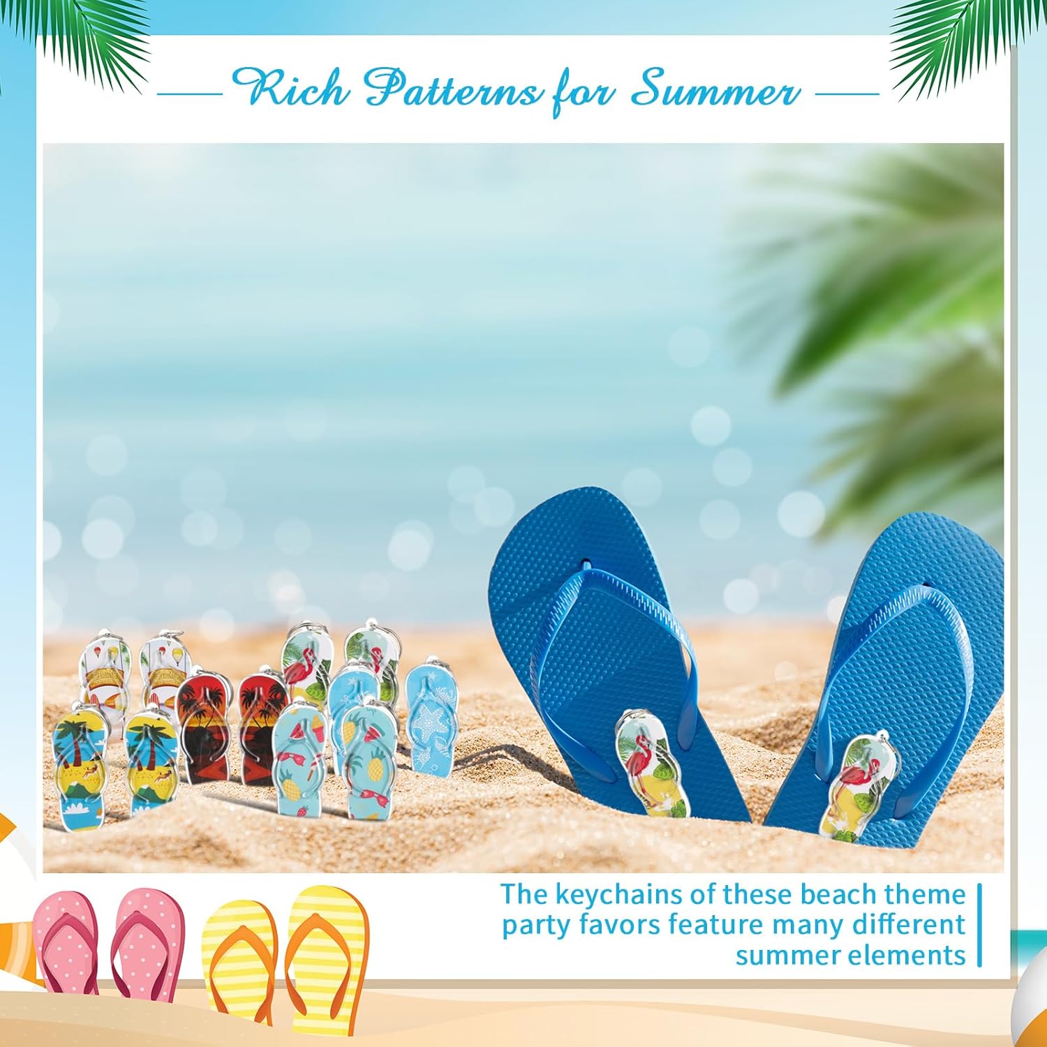 48 Packs Flip Flop Keychains Summer Party Favor