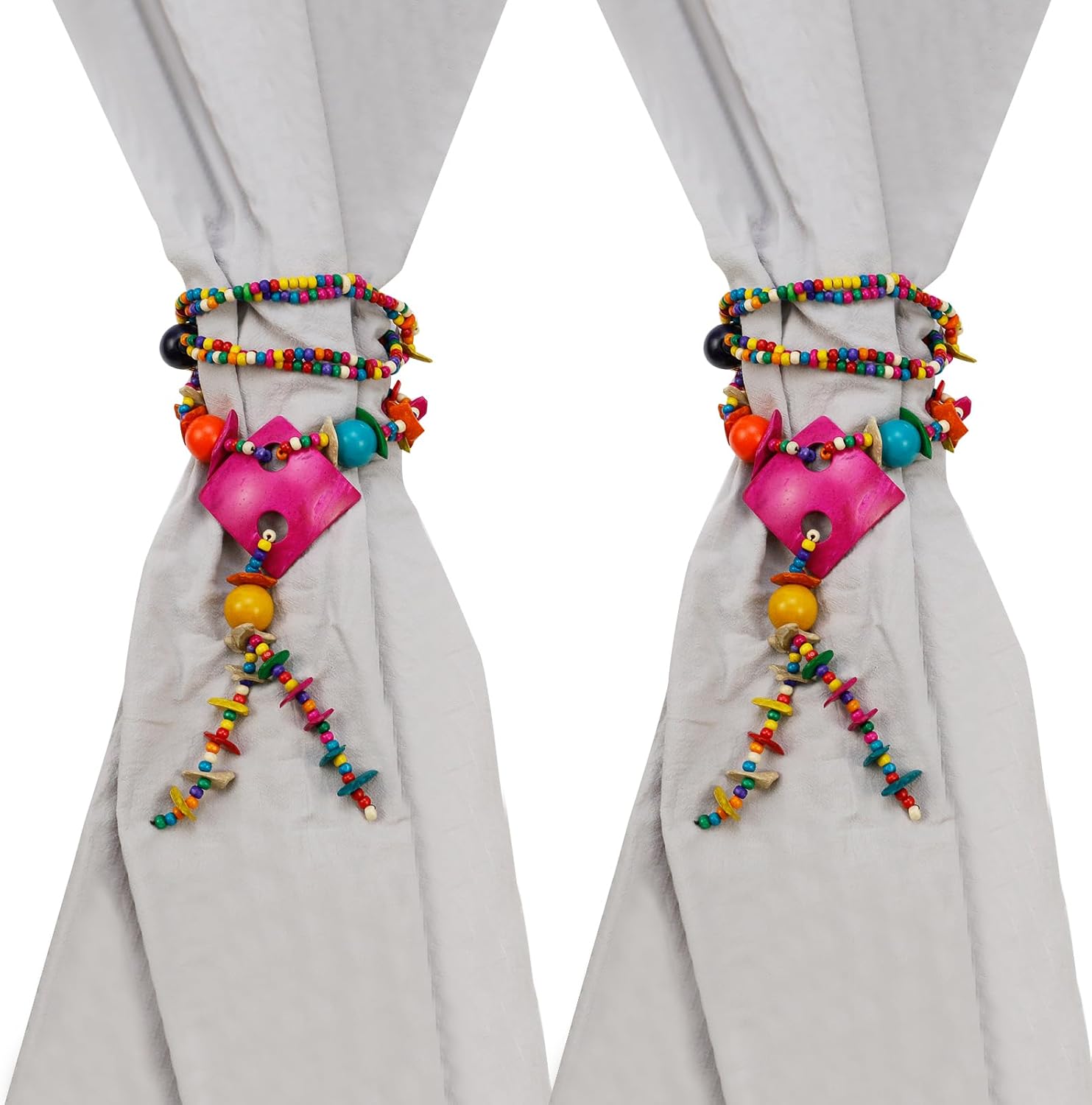 HEVSTIL Curtain Tiebacks 2 Pack Red Coconut Shell Holdbacks