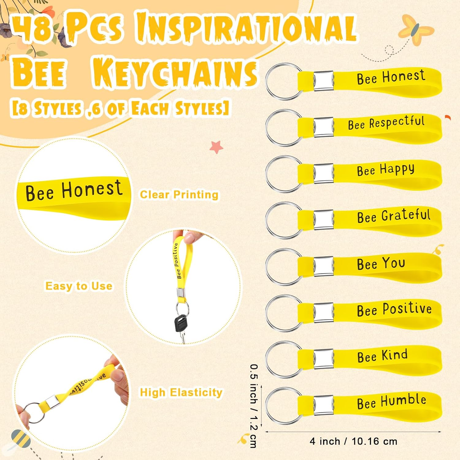 Back to School Gifts for Students from Teacher Inspirational Bee Keychain Cards