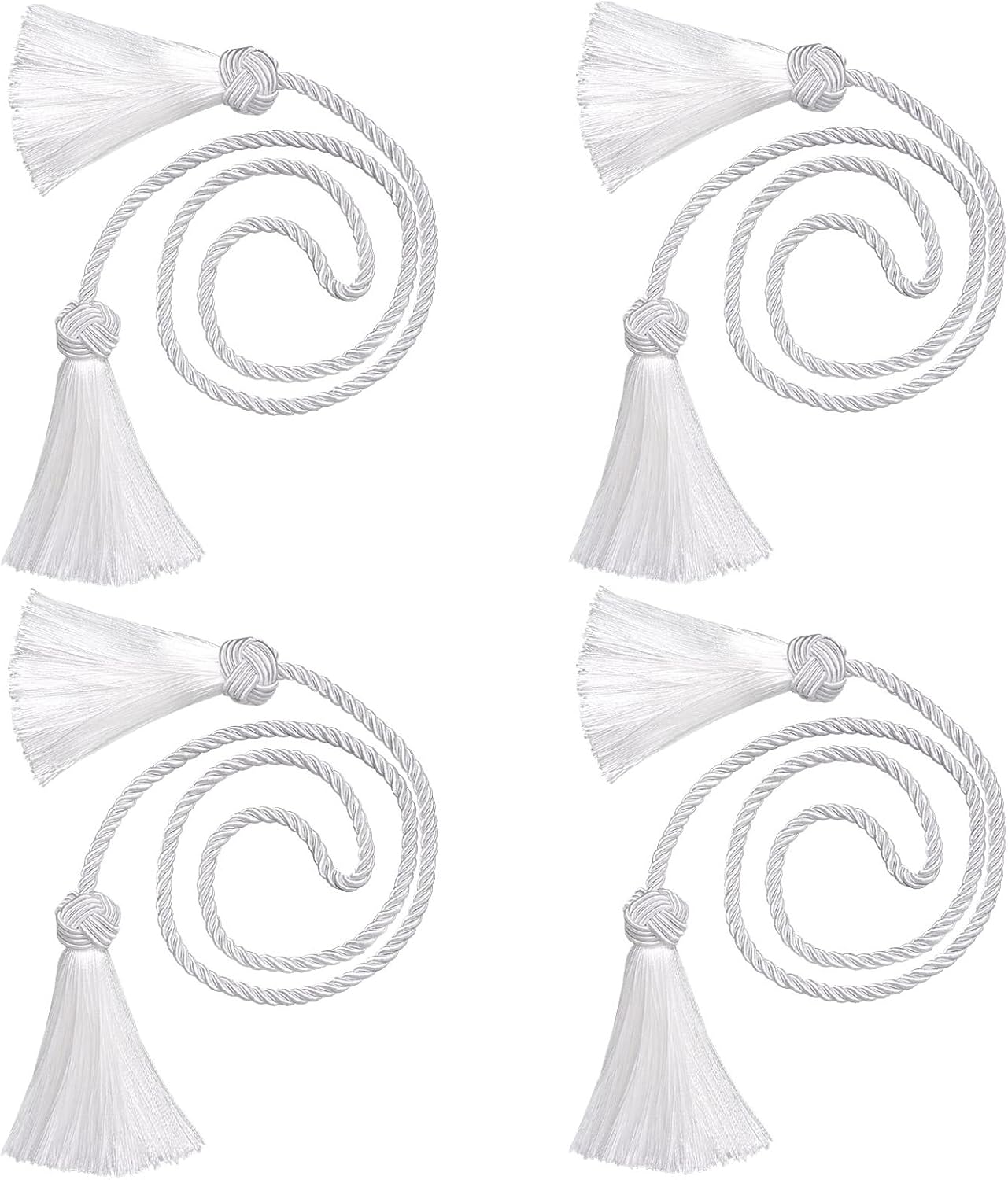 4 Pack White Curtain Tiebacks with Tassels