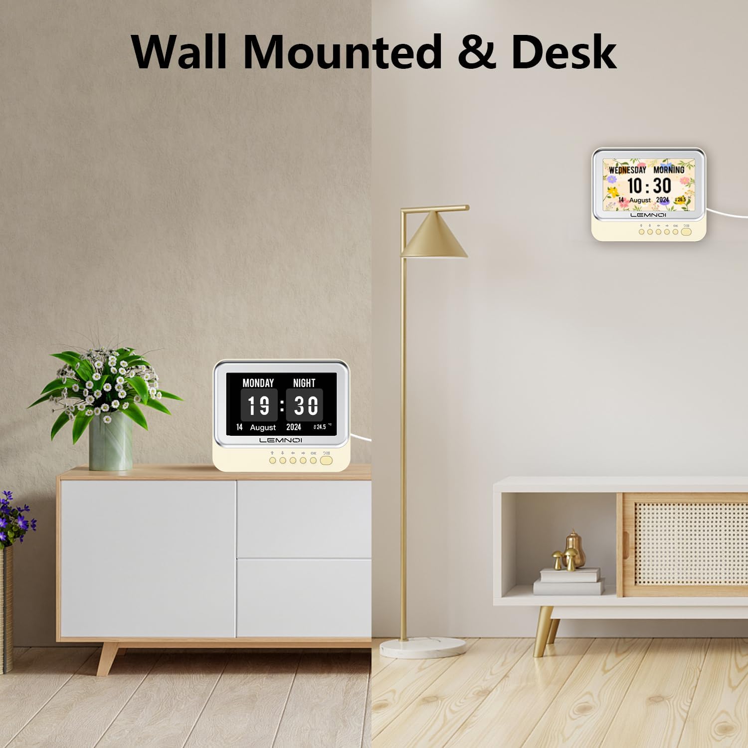 Dementia Clock with 15 Alarms and Customizable Display Modes
