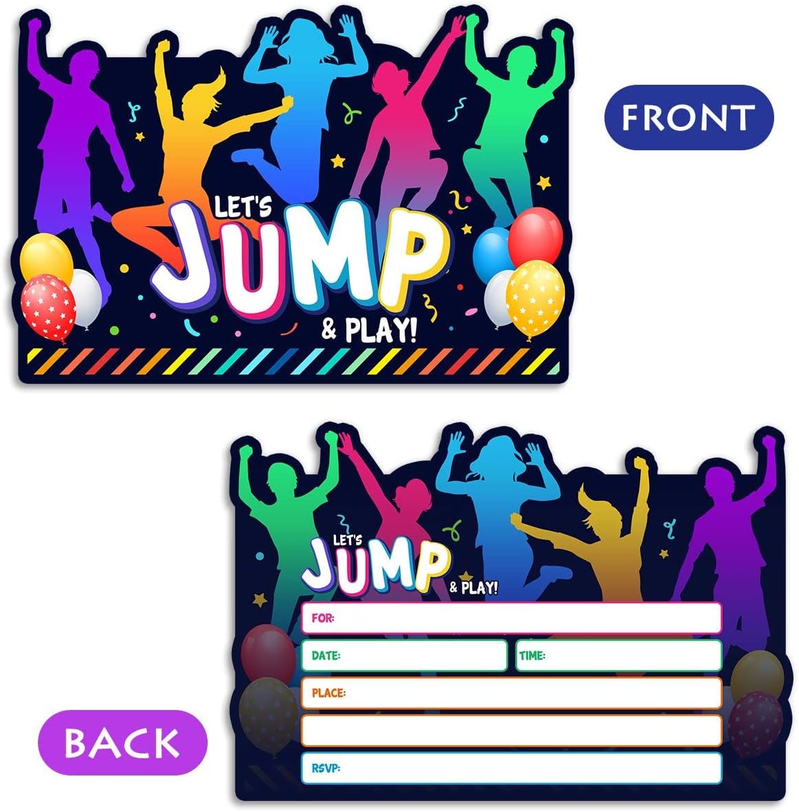 Simimi Art Bounce House Party Invitations - Trampoline Birthday Invite Set of 30