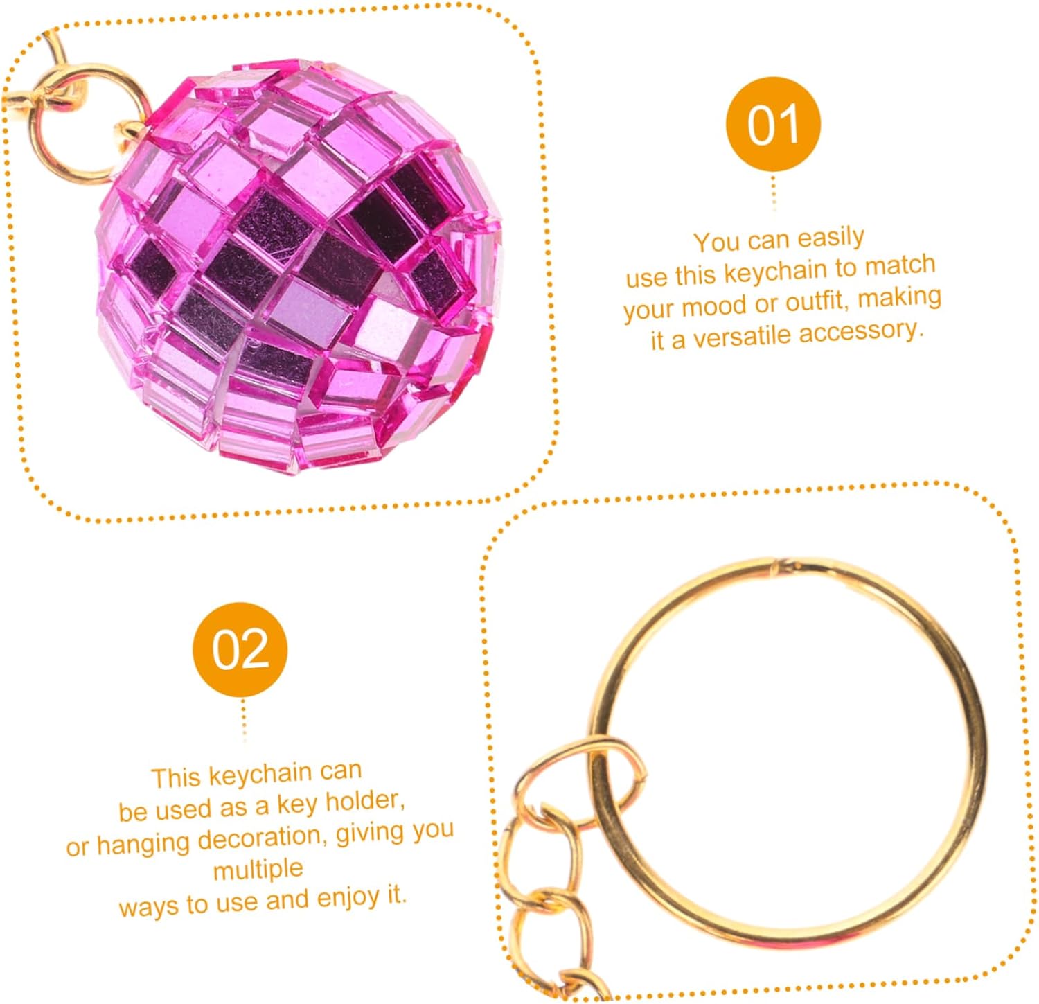 Small Disco Ball Keychain for Car Decoration