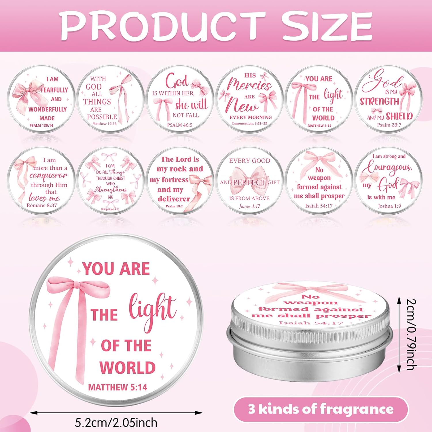 36 Bible Verse Scented Candle Tins with Lids