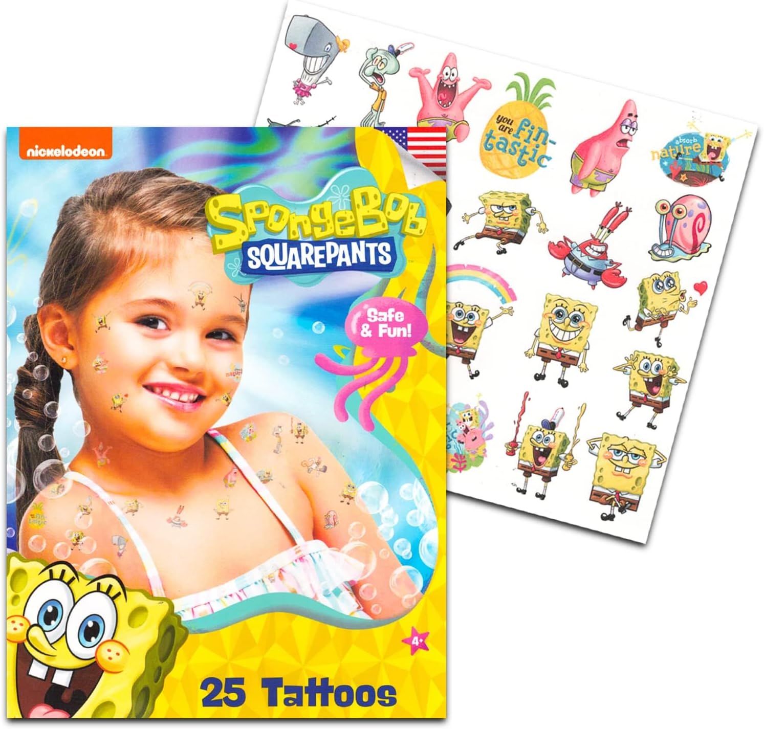 Spongebob Birthday Invitations Set with 24 Cards and Tattoos