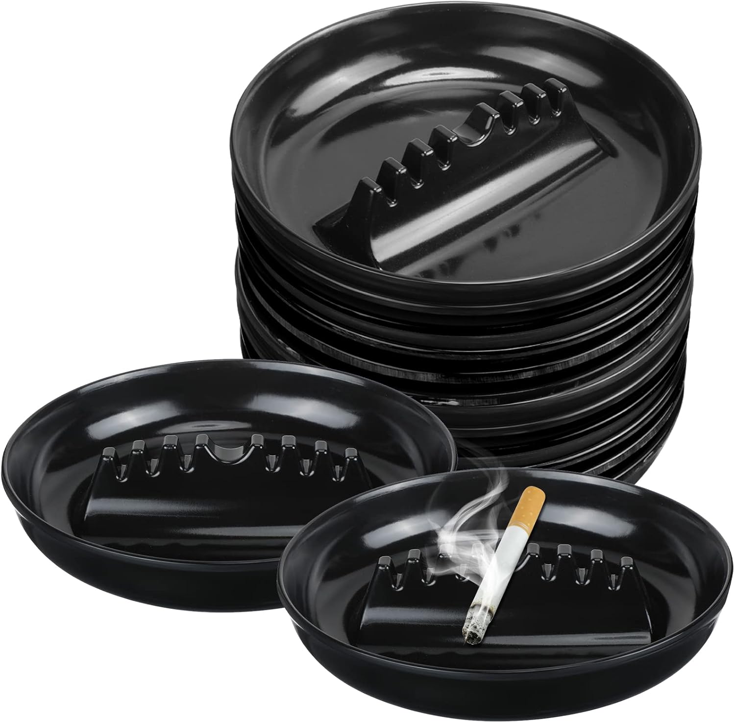 Reginary 12 Pcs Round Plastic Ashtray Set