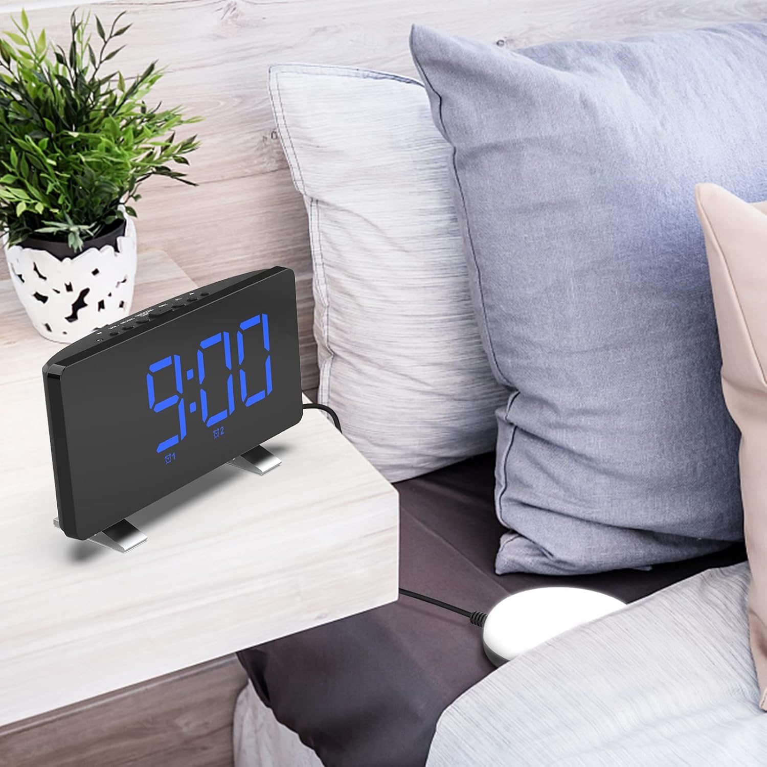 Extra Loud Vibrating Alarm Clock with Bed Shaker