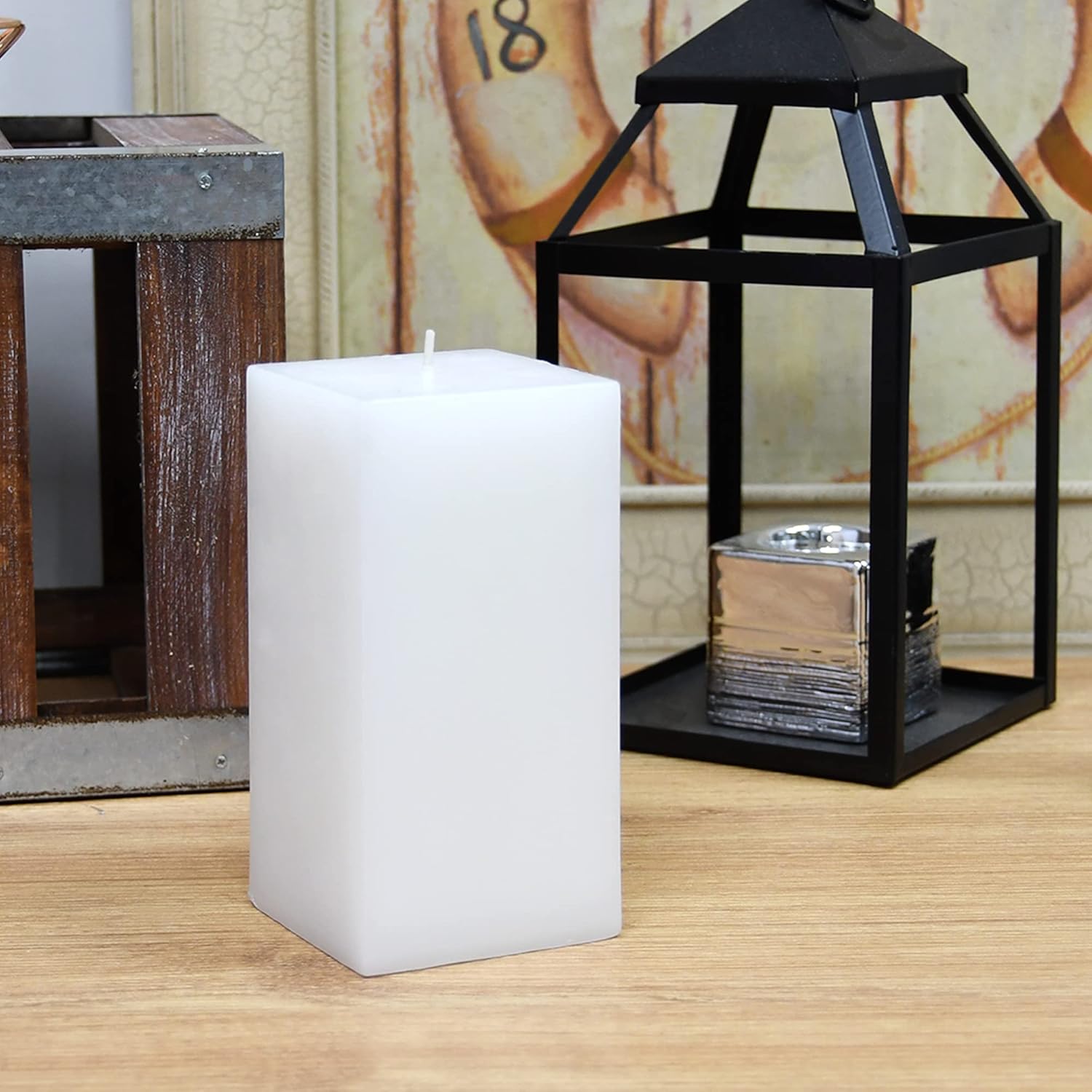 Jeco 6 Inch White Square Pillar Candle