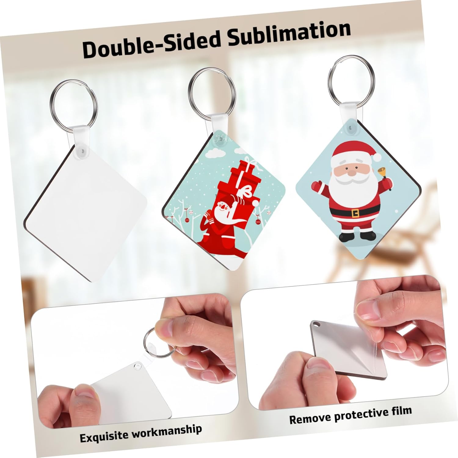 DOITOOL 40Pcs Sublimation Keychain Blanks Double Sided Key Rings for DIY Projects