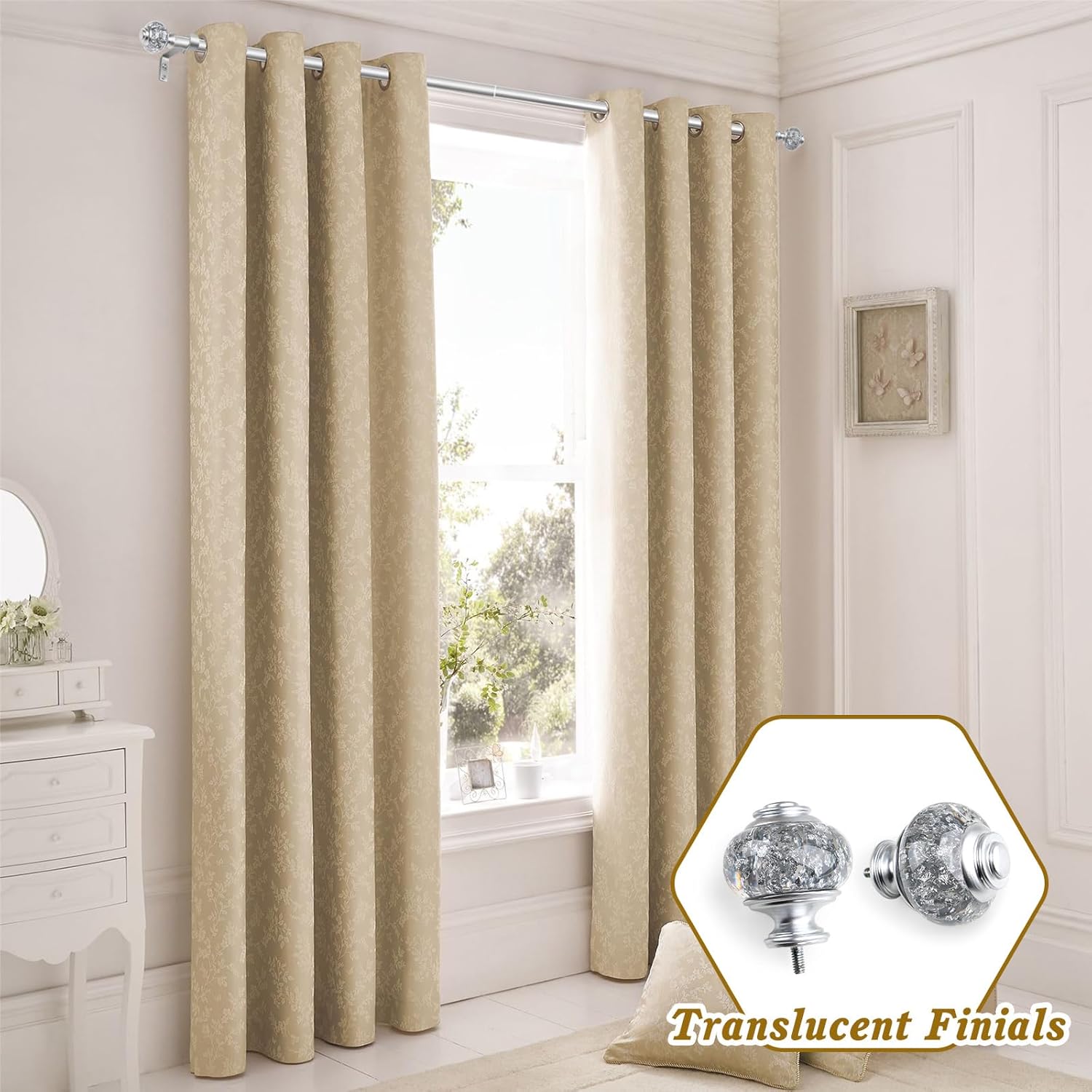 USFOOK 1 Inch Telescoping Curtain Rods 72-144 Inches