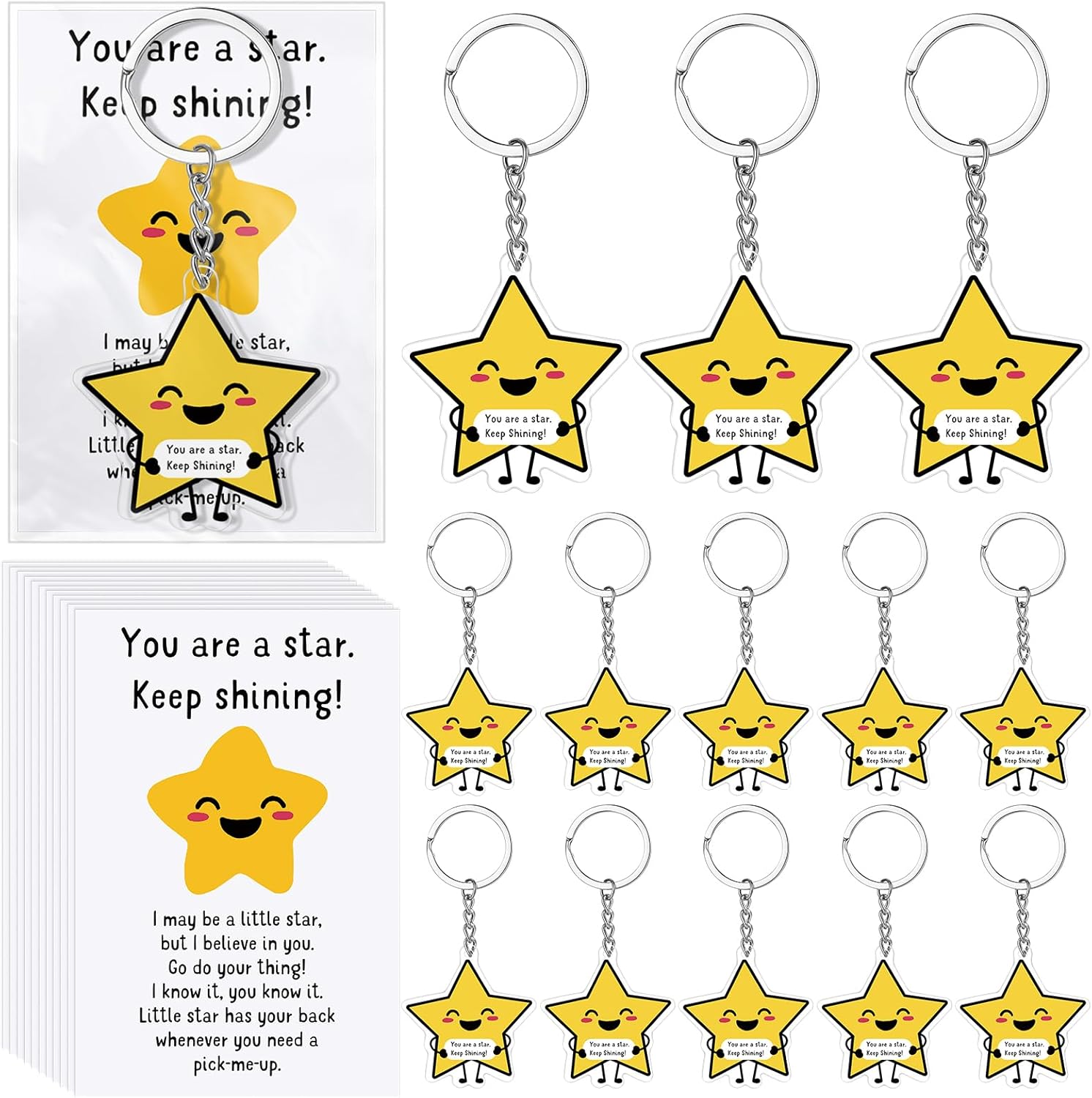 60 Sets Youre a Star Keychains with Cards Back to School Student Gifts