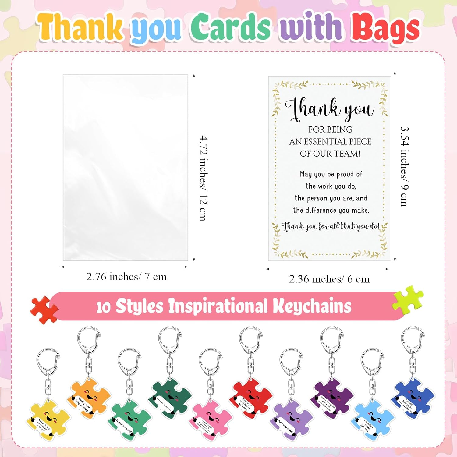 Geelin Team Puzzle Keychain Gift Set for Employees and Teachers
