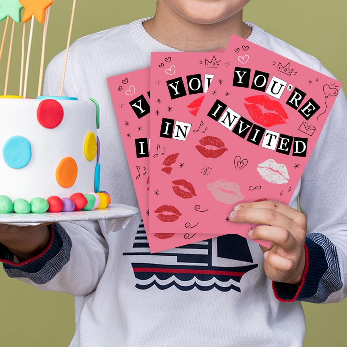 Pink Themed Birthday Party Invitations Set 30 Cards Envelopes