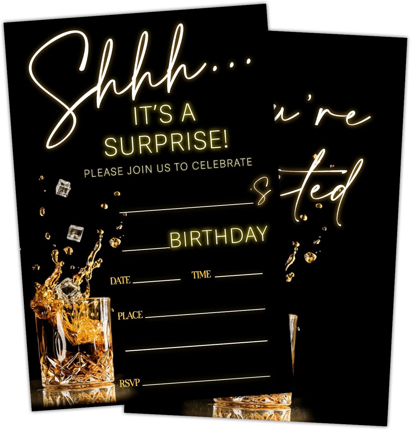 Shhh Its A Surprise Birthday Party Invitation Cards Set
