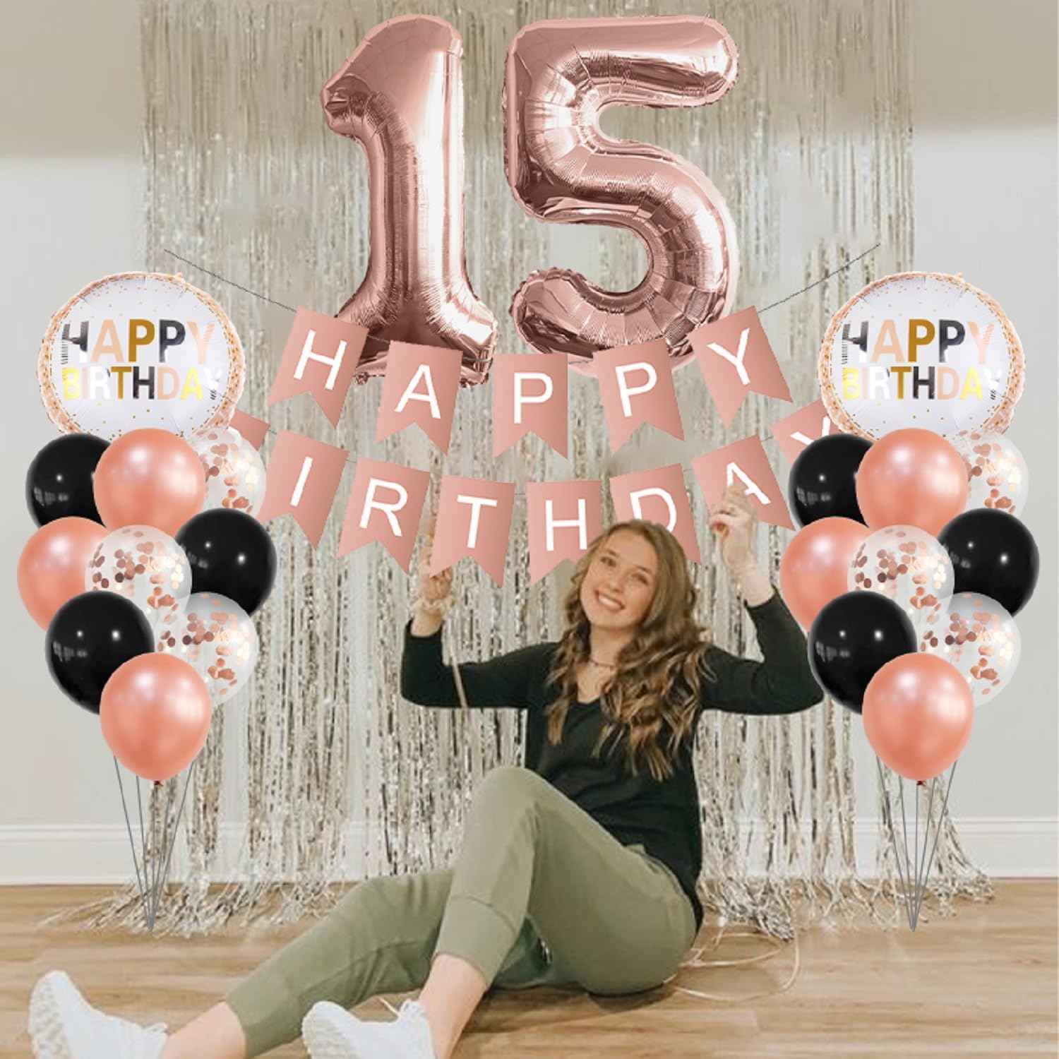 Rose Gold 54th Birthday Foil Balloon Decorations