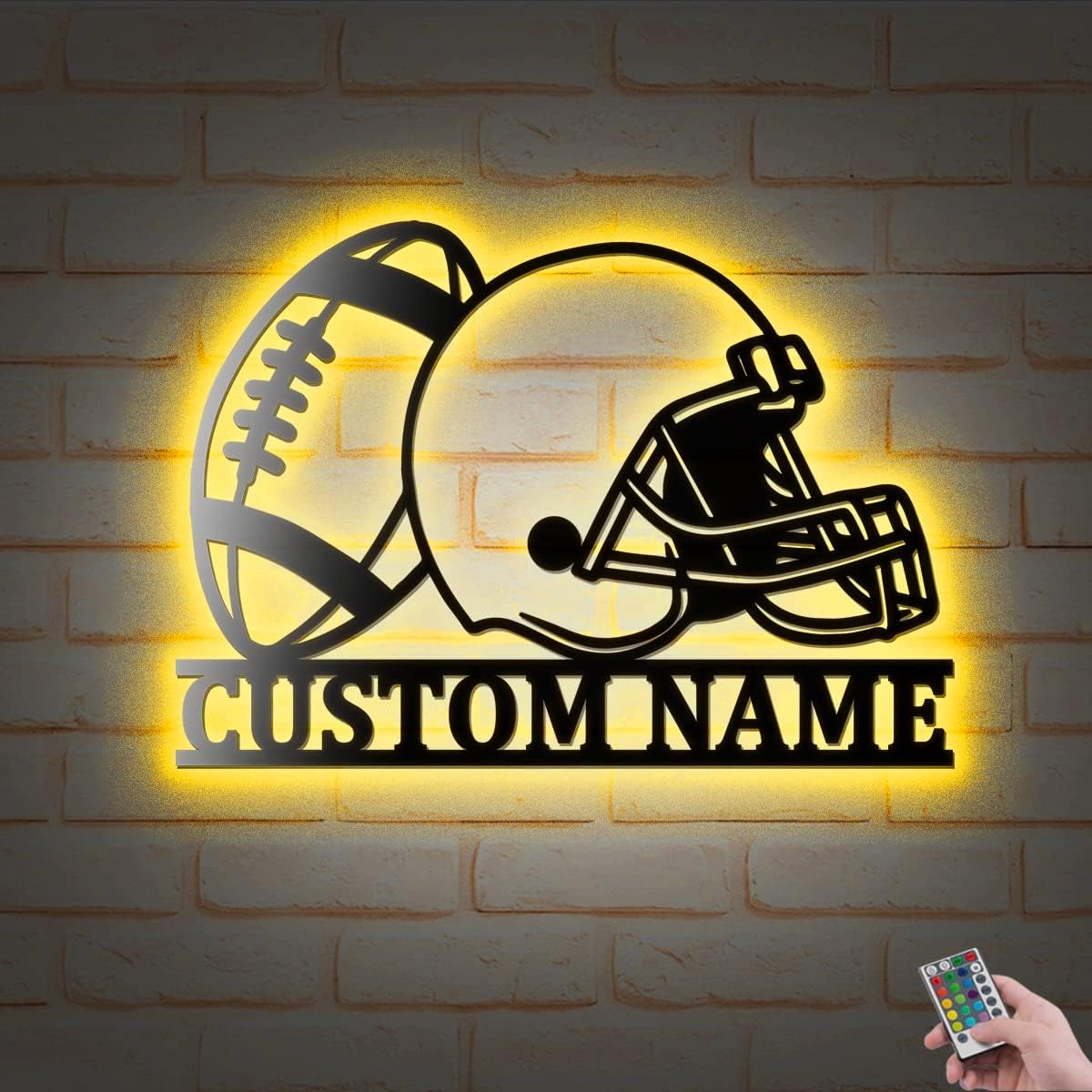 Julian-HM Football Helmet Metal Wall Art With LED Lights