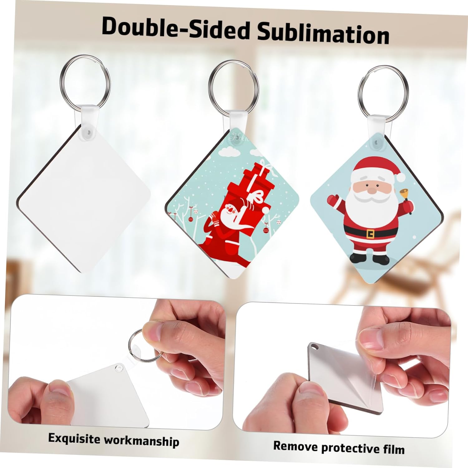 ARTIBETTER 40pcs Double-sided Keychain Blanks for Custom Keychains