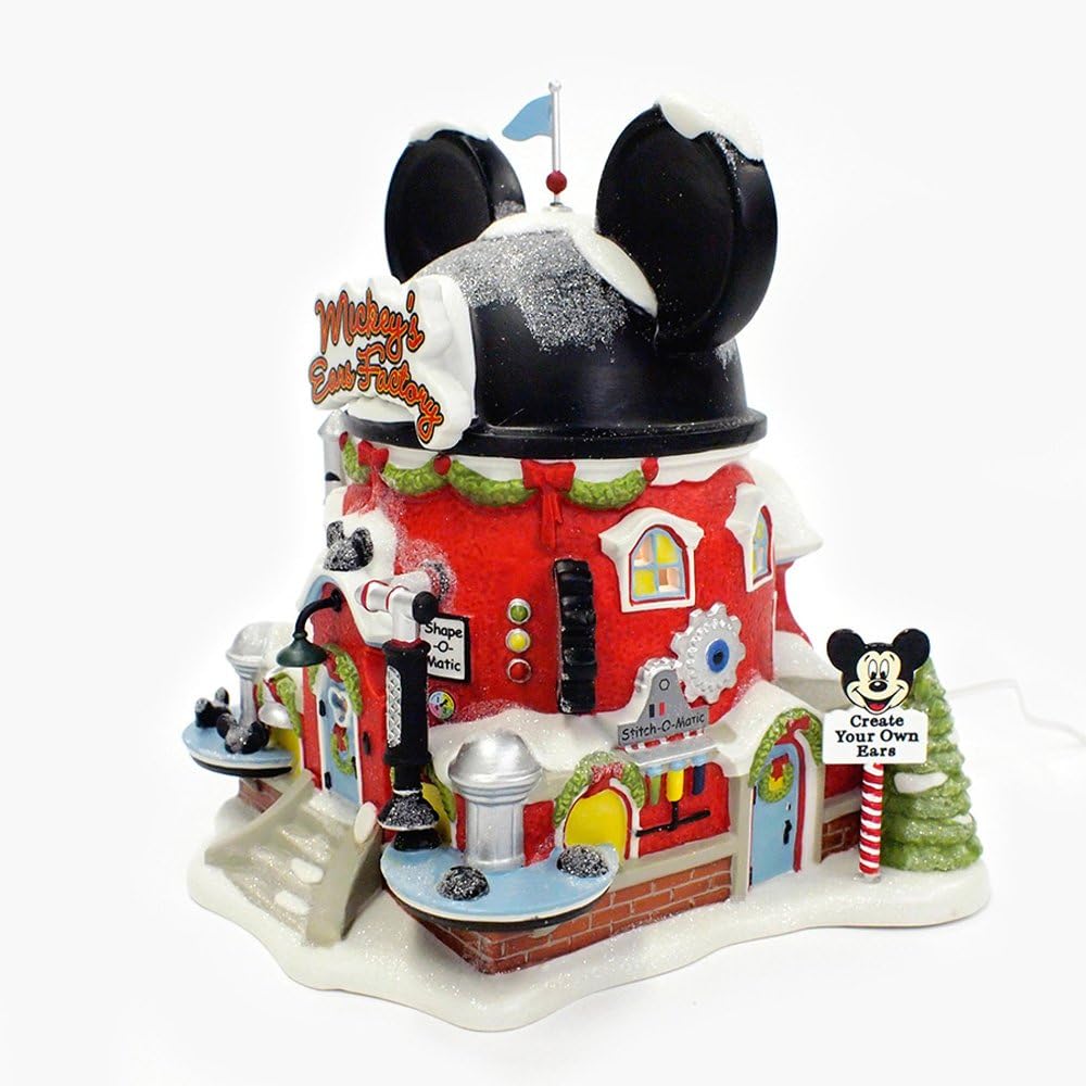 Department 56 North Pole Village Mickey Ear Factory Miniature Lighted Building