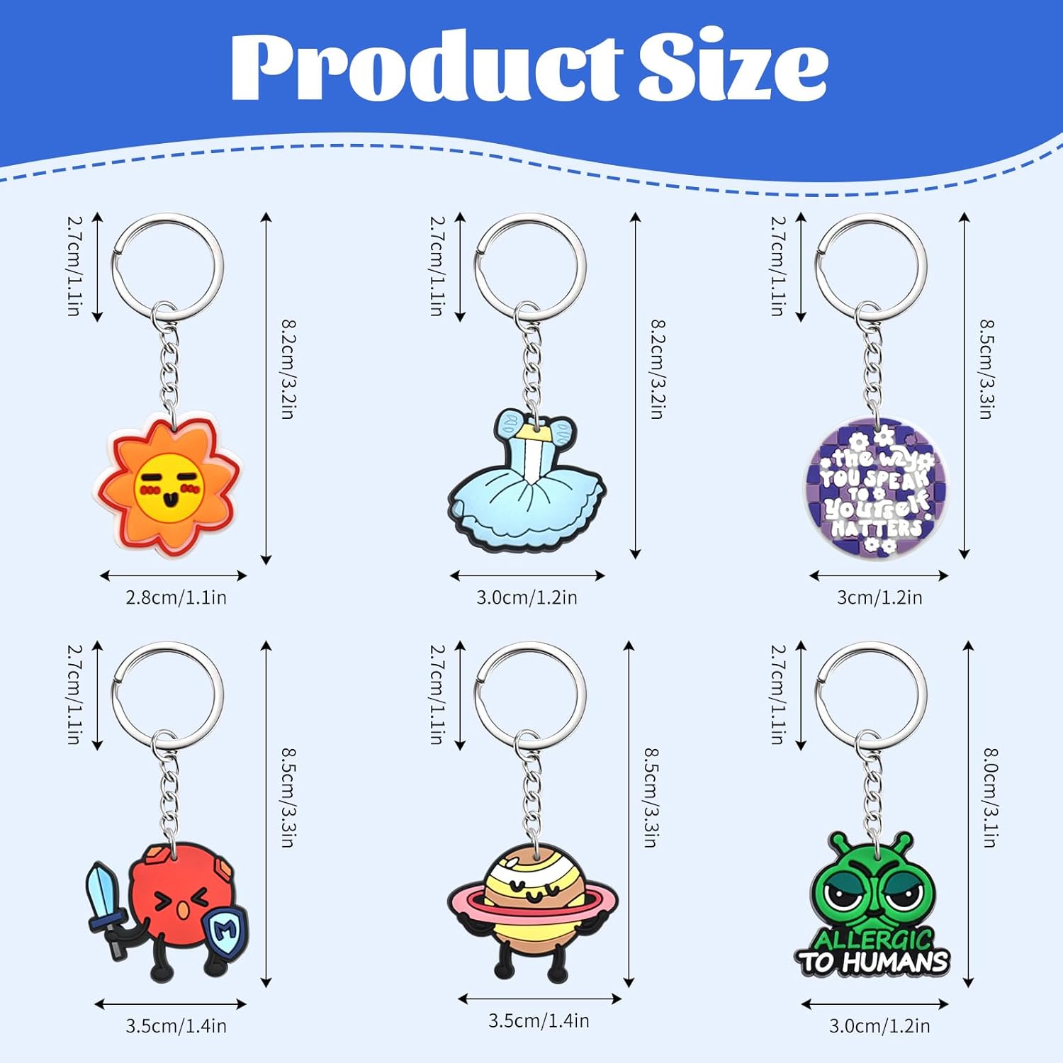 100pcs Cute Keychain Set for Classroom Gifts and Party Favors