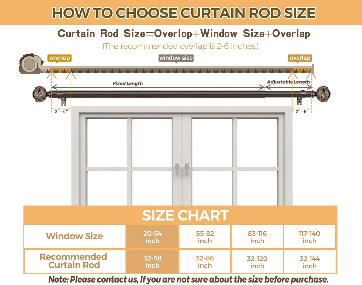 USFOOK Bronze Curtain Rods 32-58 Inches Splicing Design