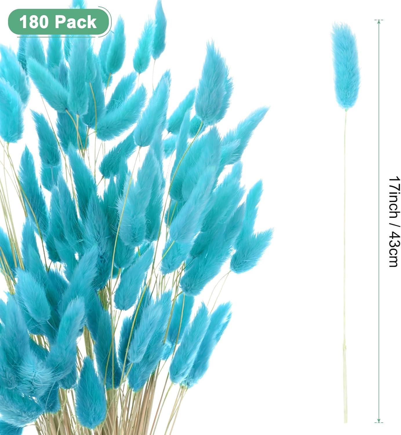 180-Pack Light Blue Bunny Tail Grass Decor