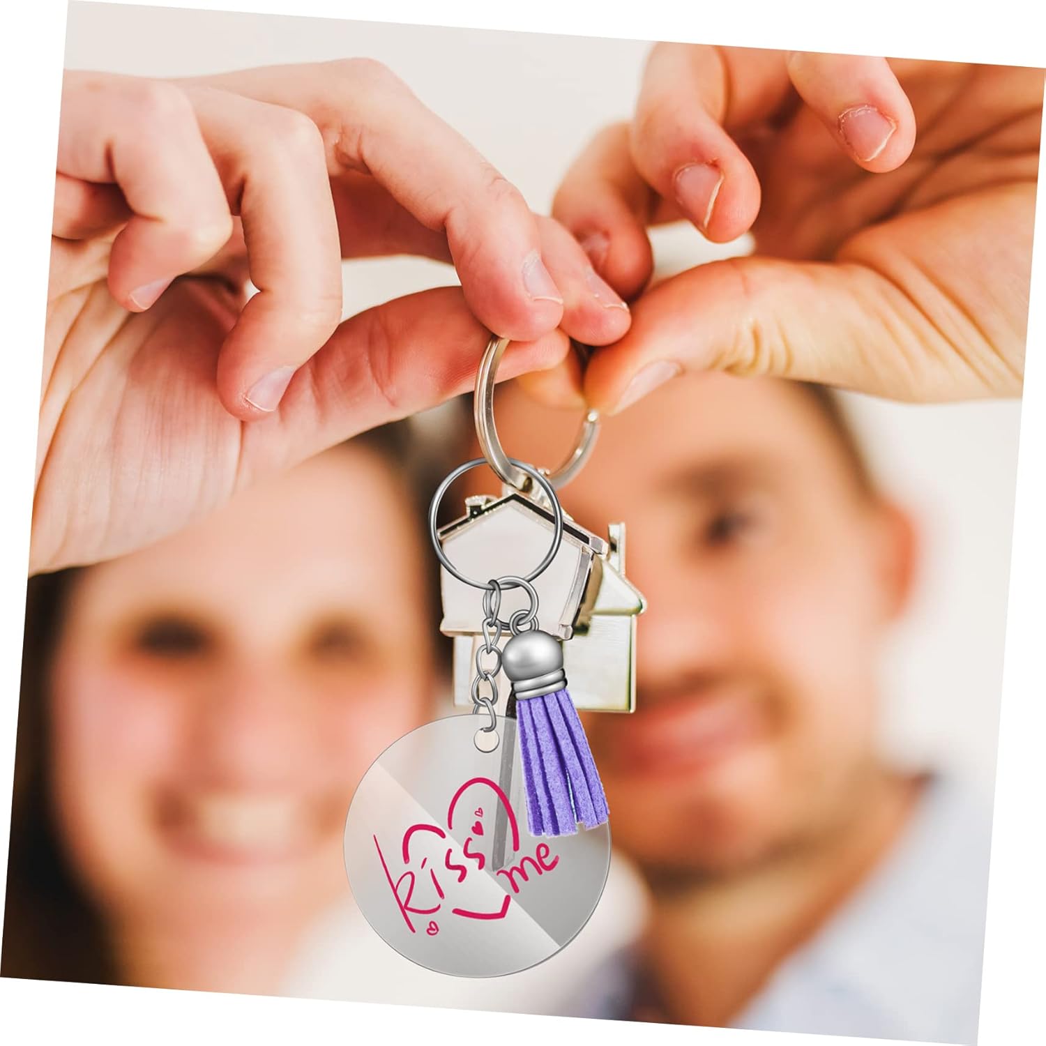 1Set Acrylic Keychain with Tassels and Jump Rings for DIY Crafts