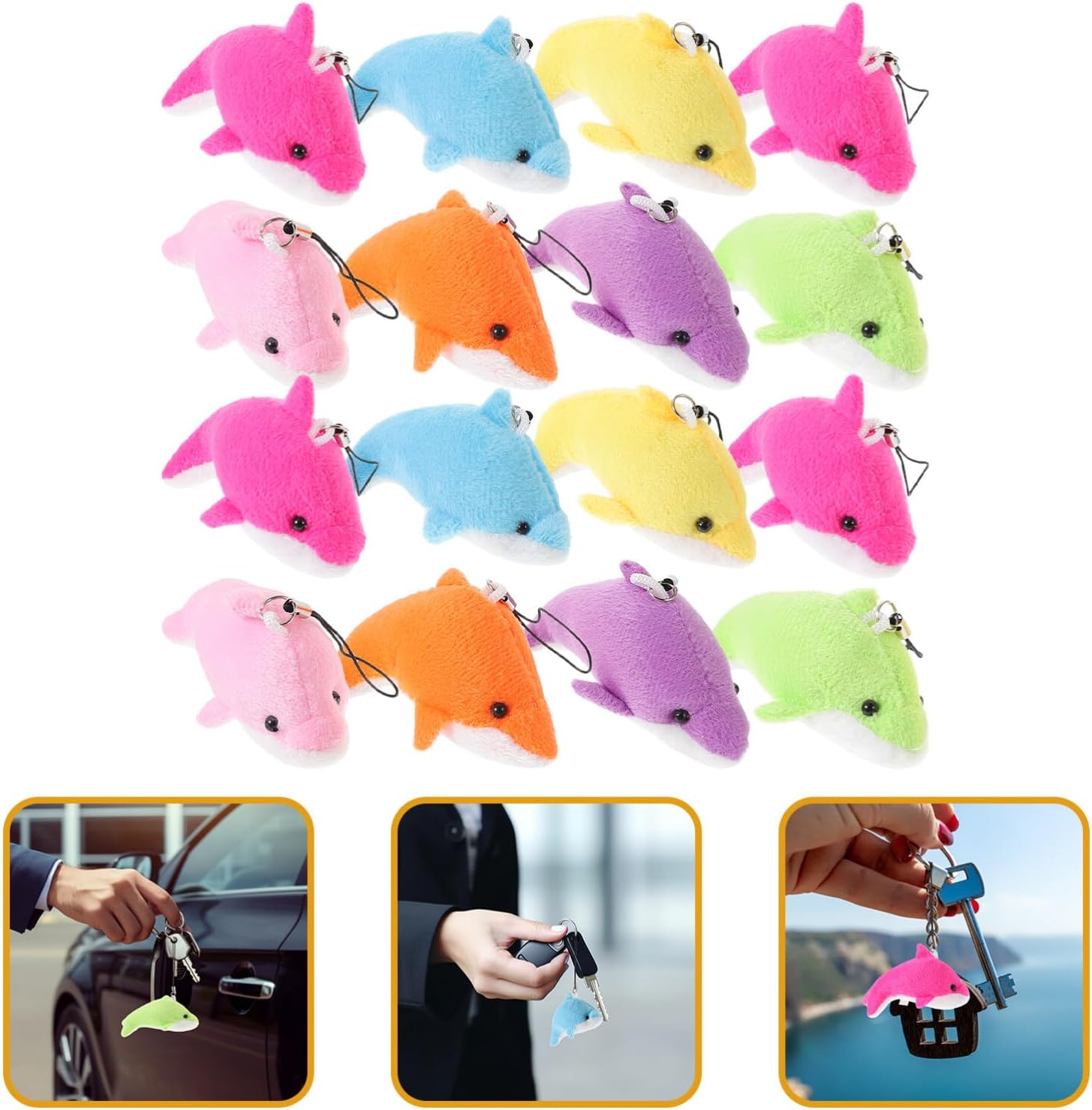 SAFIGLE 25pcs Plush Dolphin Keychains for Bags and Keys