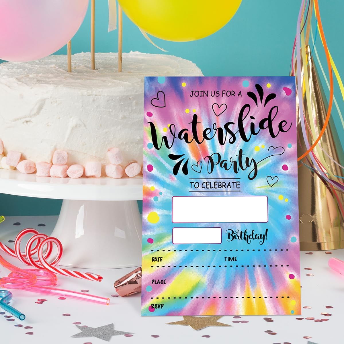 Waterslide Birthday Invitations Set of 20 with Envelopes