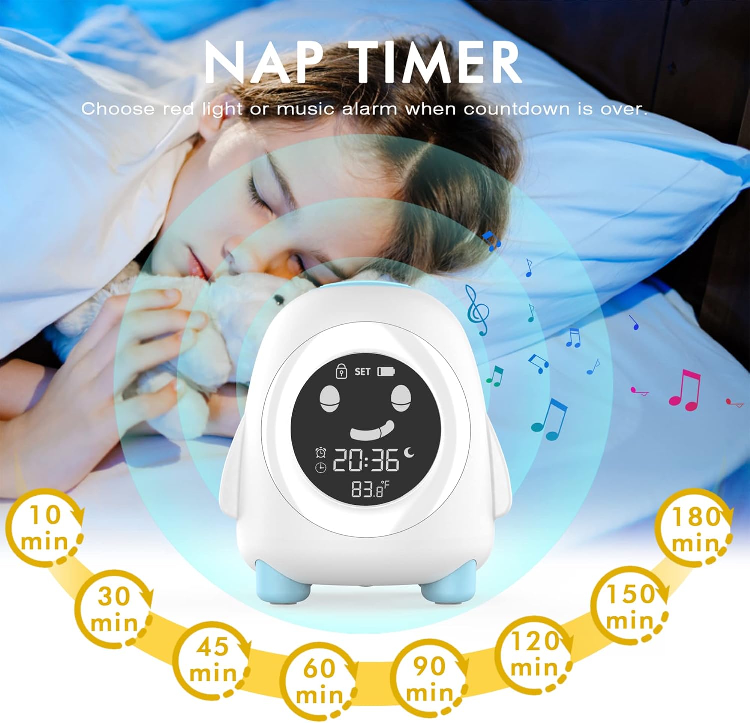 Kids Alarm Clock with Night Light and Sound