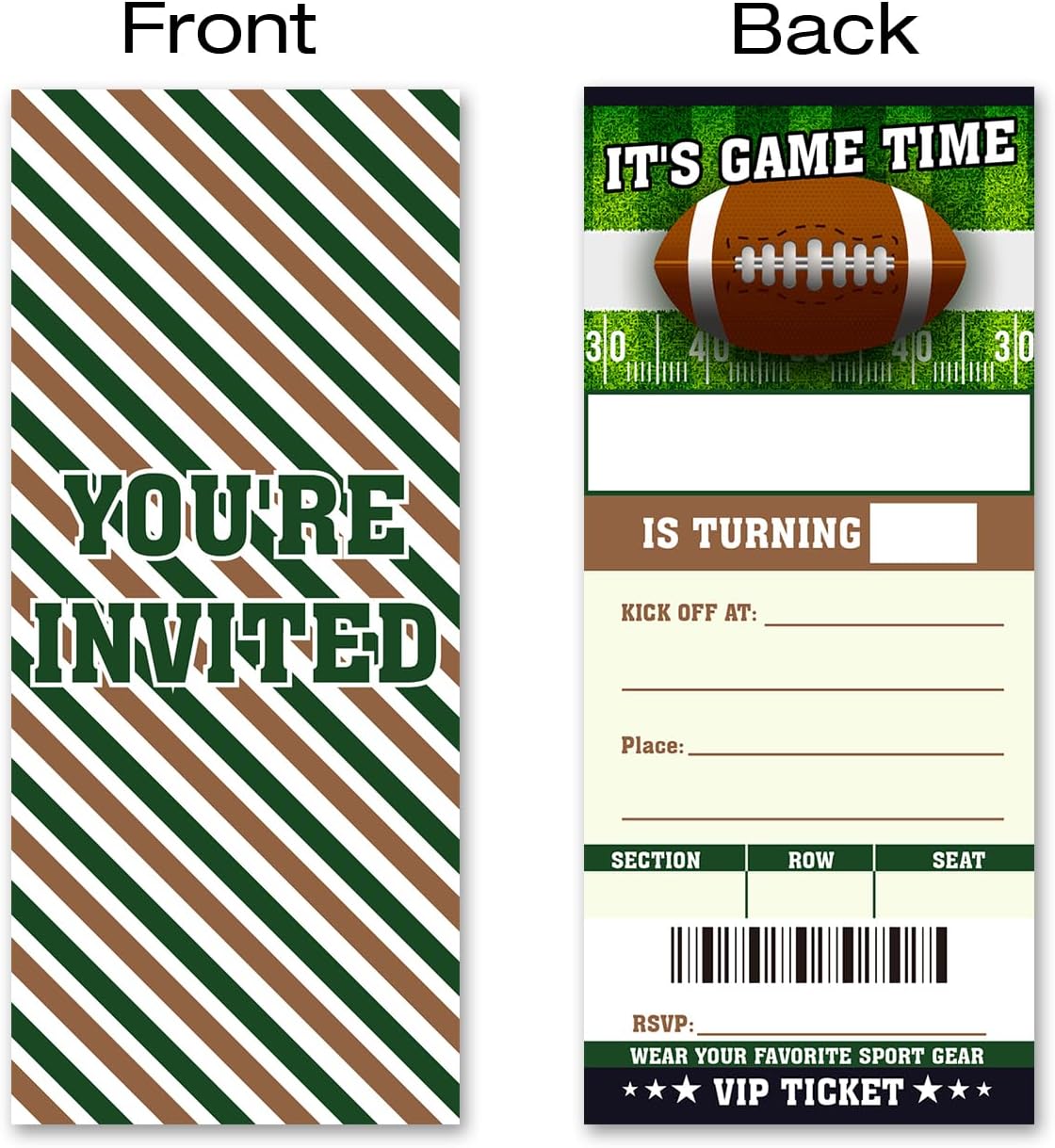 VAHATAN Football Ticket Party Invitations 20 Pack