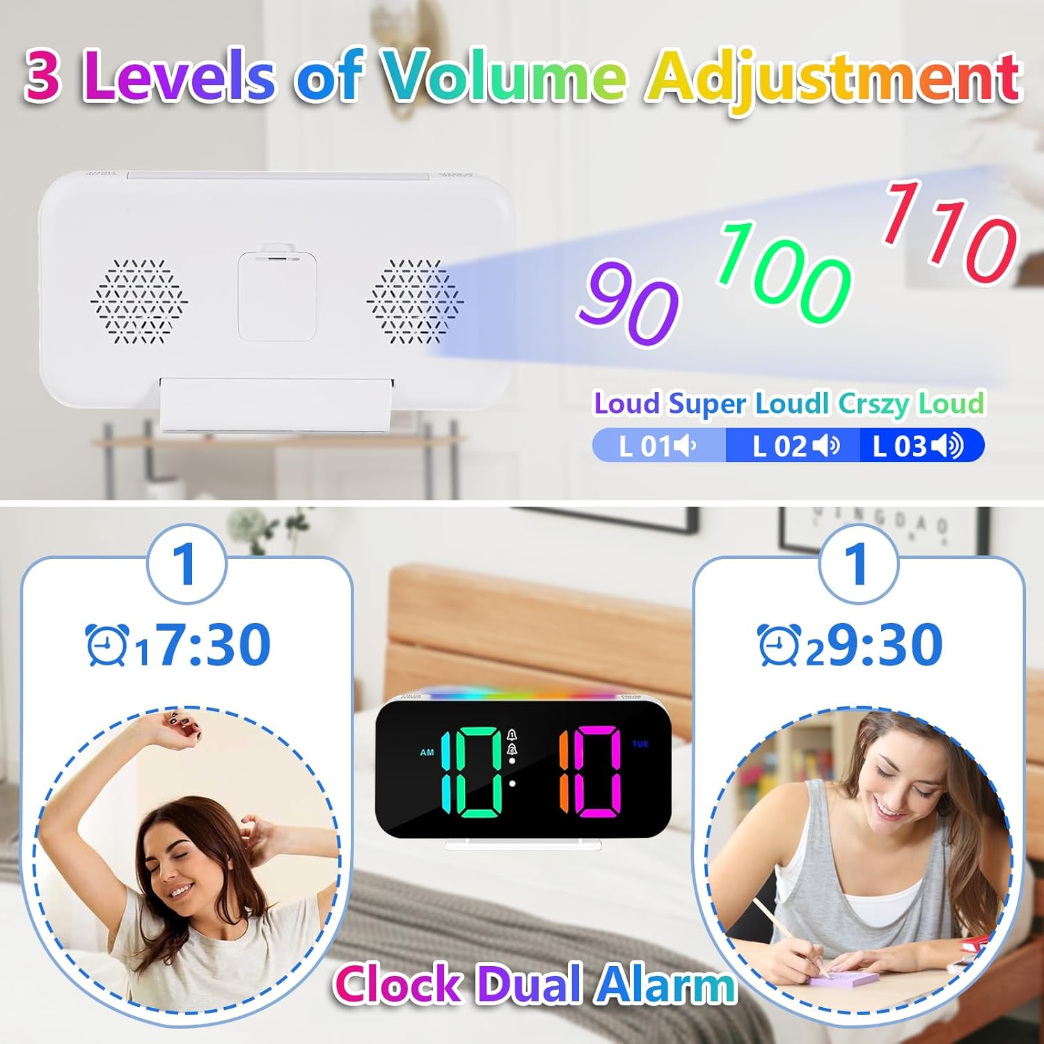LED Digital Alarm Clock with Night Light and Dual Alarm