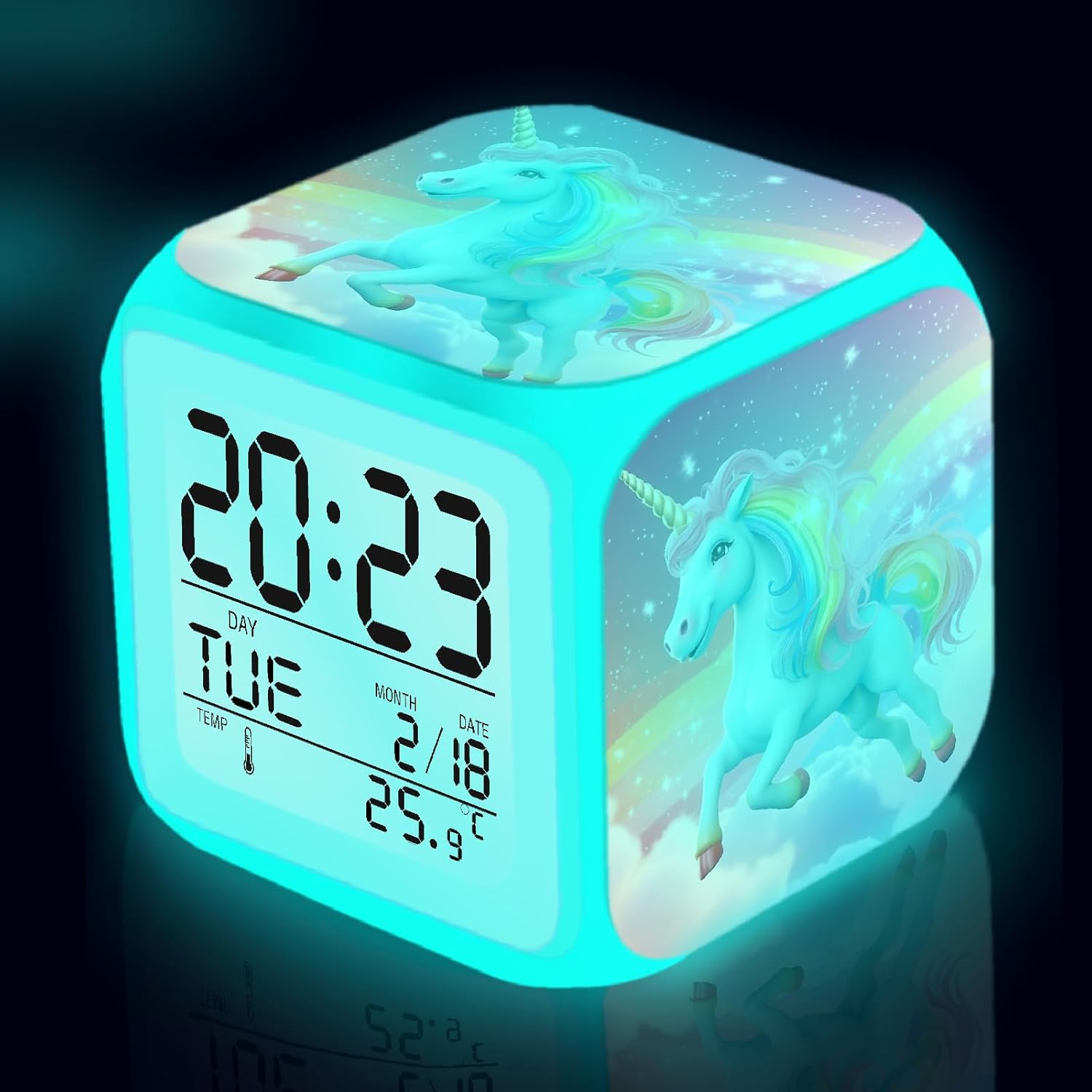Rainbow Unicorn Alarm Clock with Nightlight