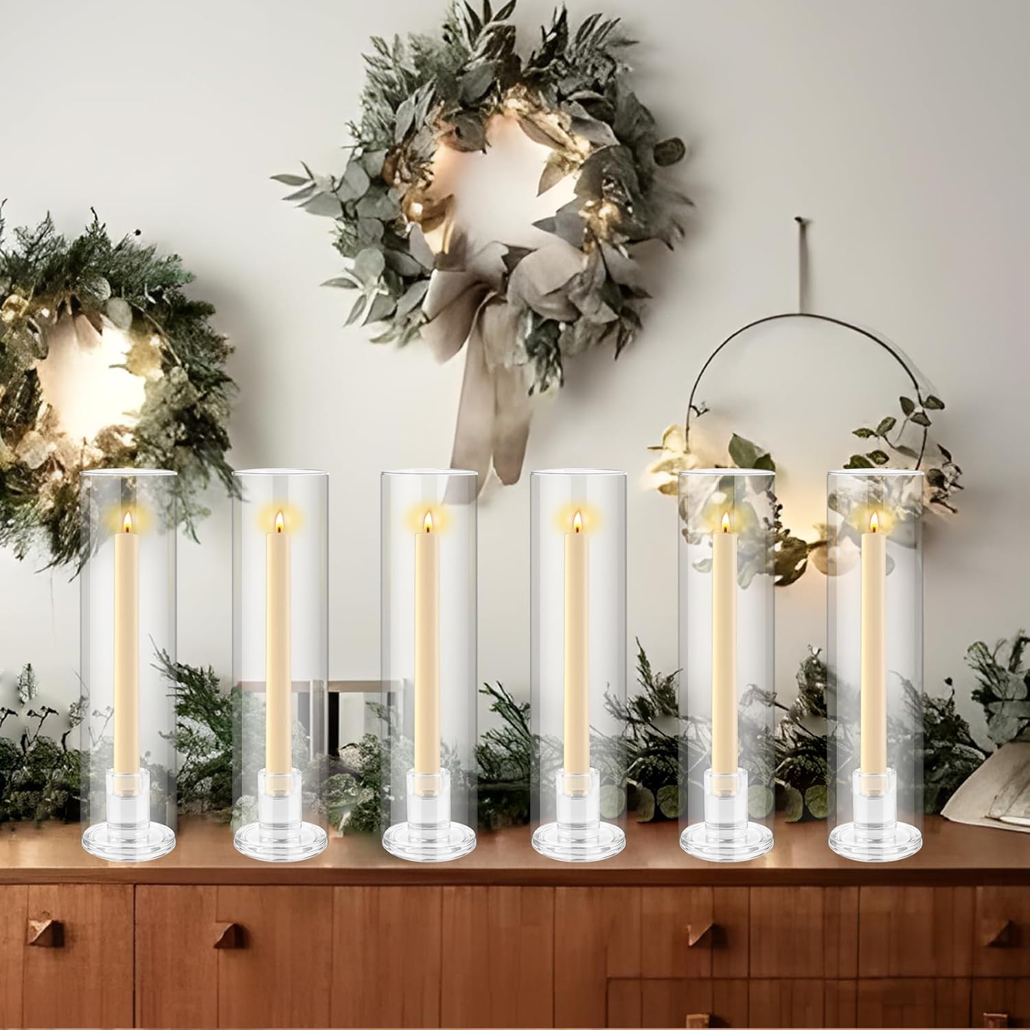 6pcs Hurricane Glass Candle Holders for Candlesticks